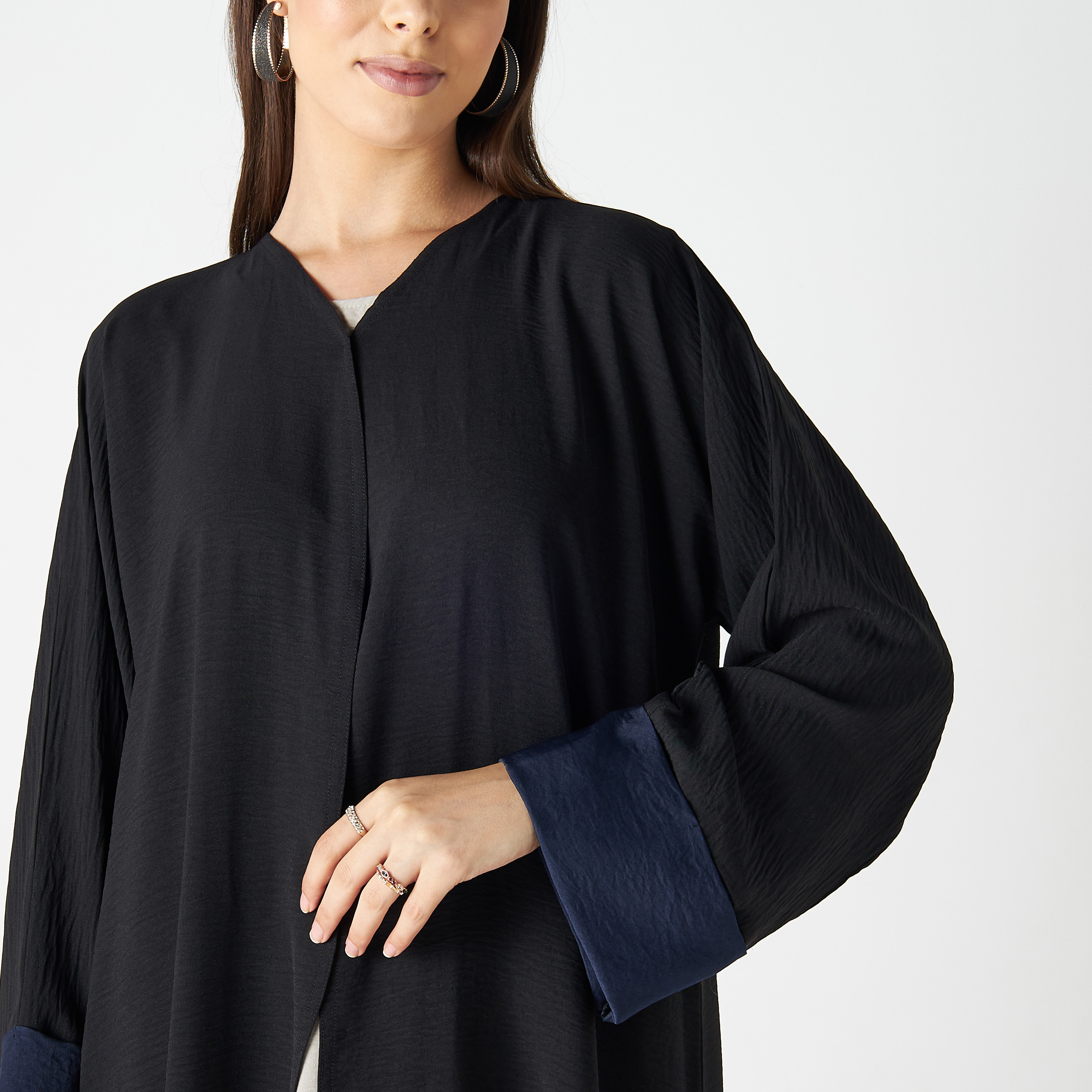 Set of 3 - Malikah Solid Abaya with 2 Hijabs-women-arabicclothing-abayas-image-4