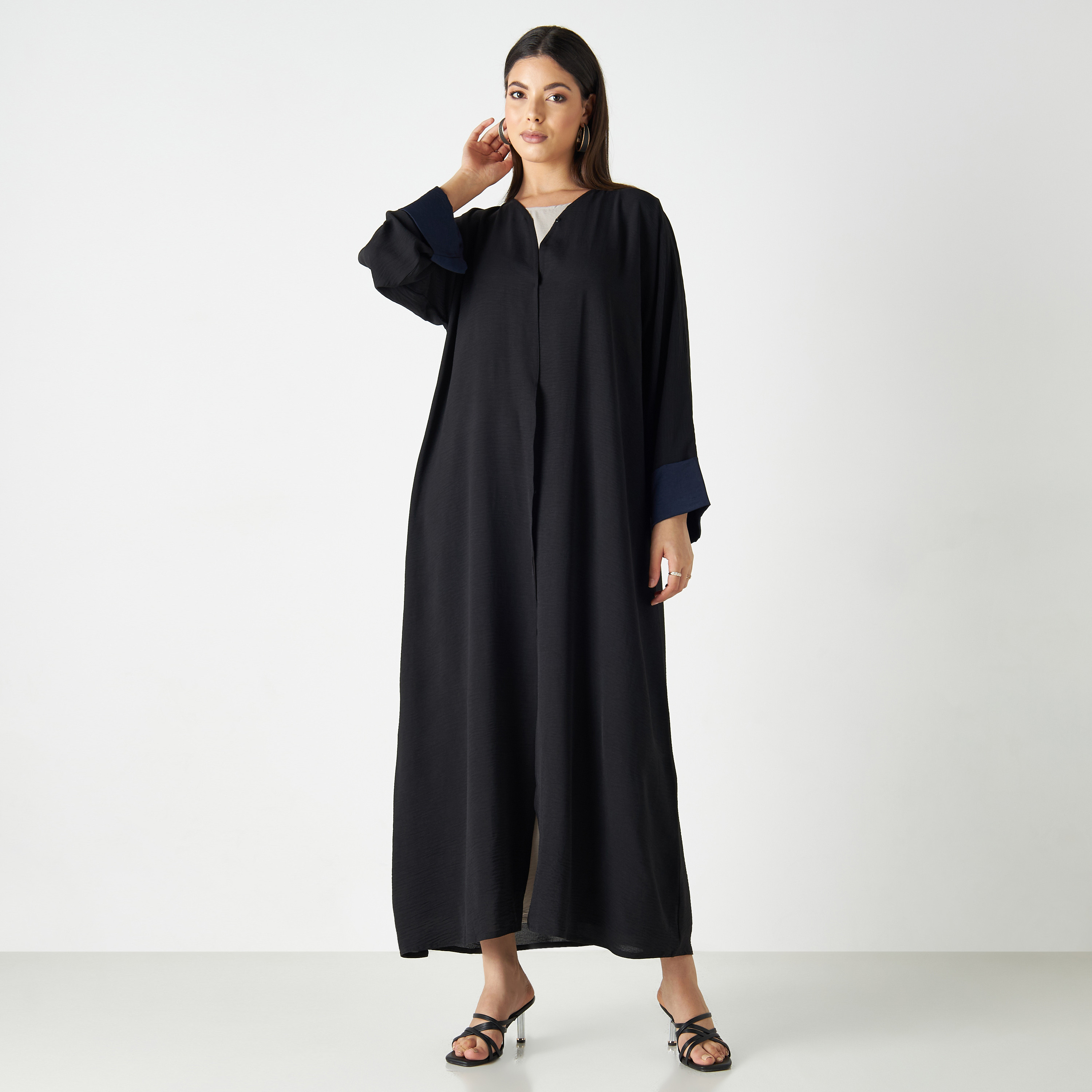Set of 3 - Malikah Solid Abaya with 2 Hijabs-women-arabicclothing-abayas-image-5