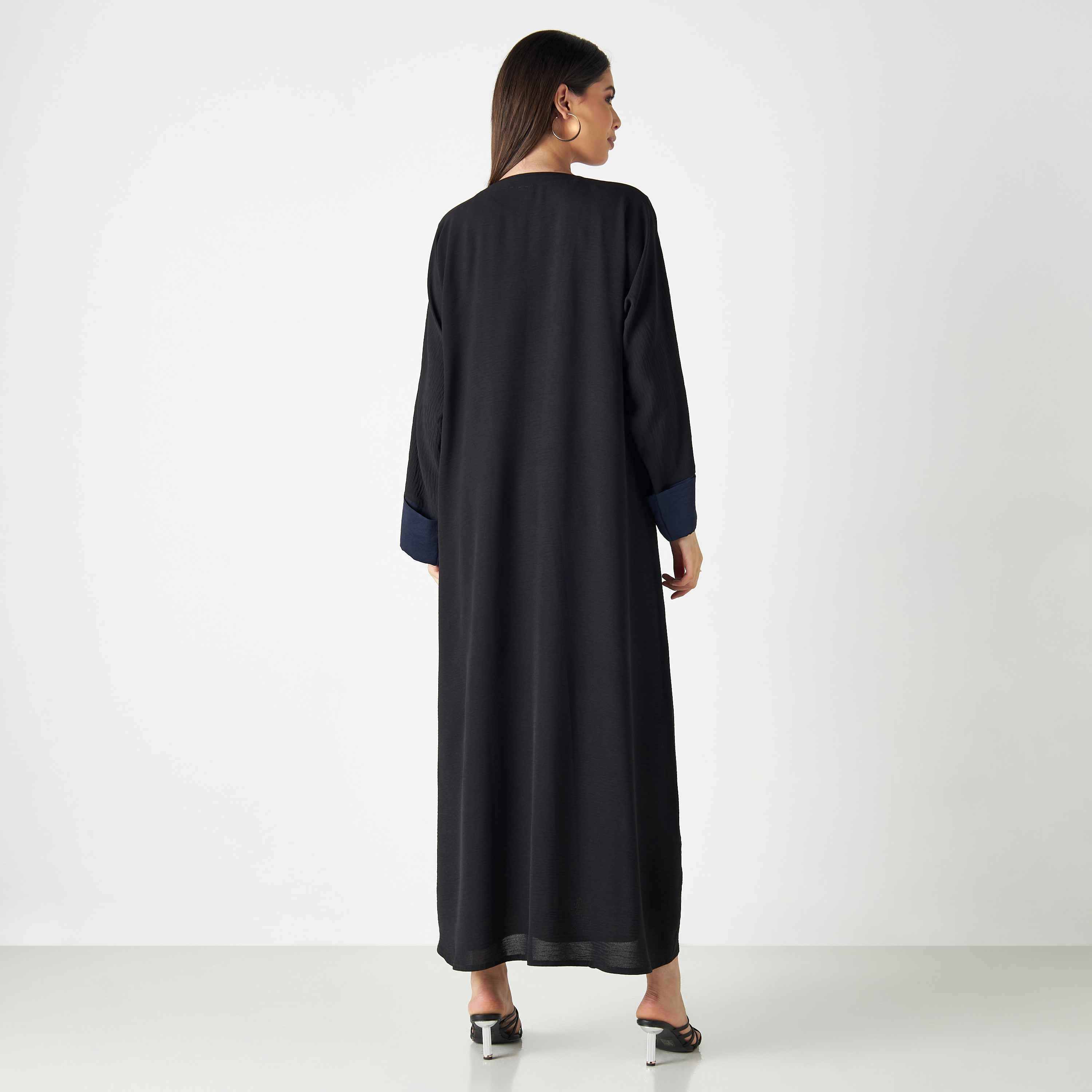Set of 3 - Malikah Solid Abaya with 2 Hijabs-women-arabicclothing-abayas-image-6
