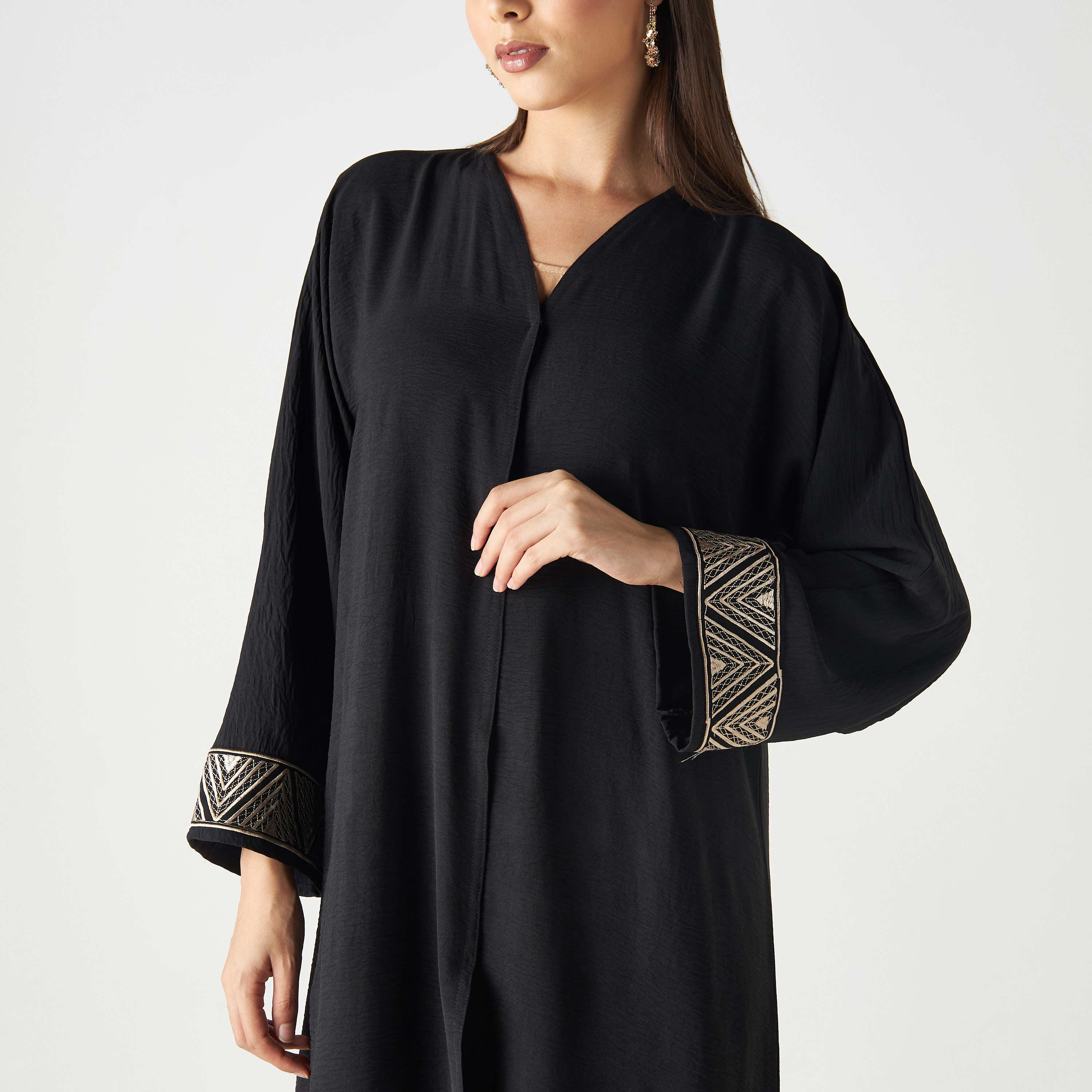 Set of 3 - Malikah Solid Abaya with 2 Hijabs-women-arabicclothing-abayas-image-5