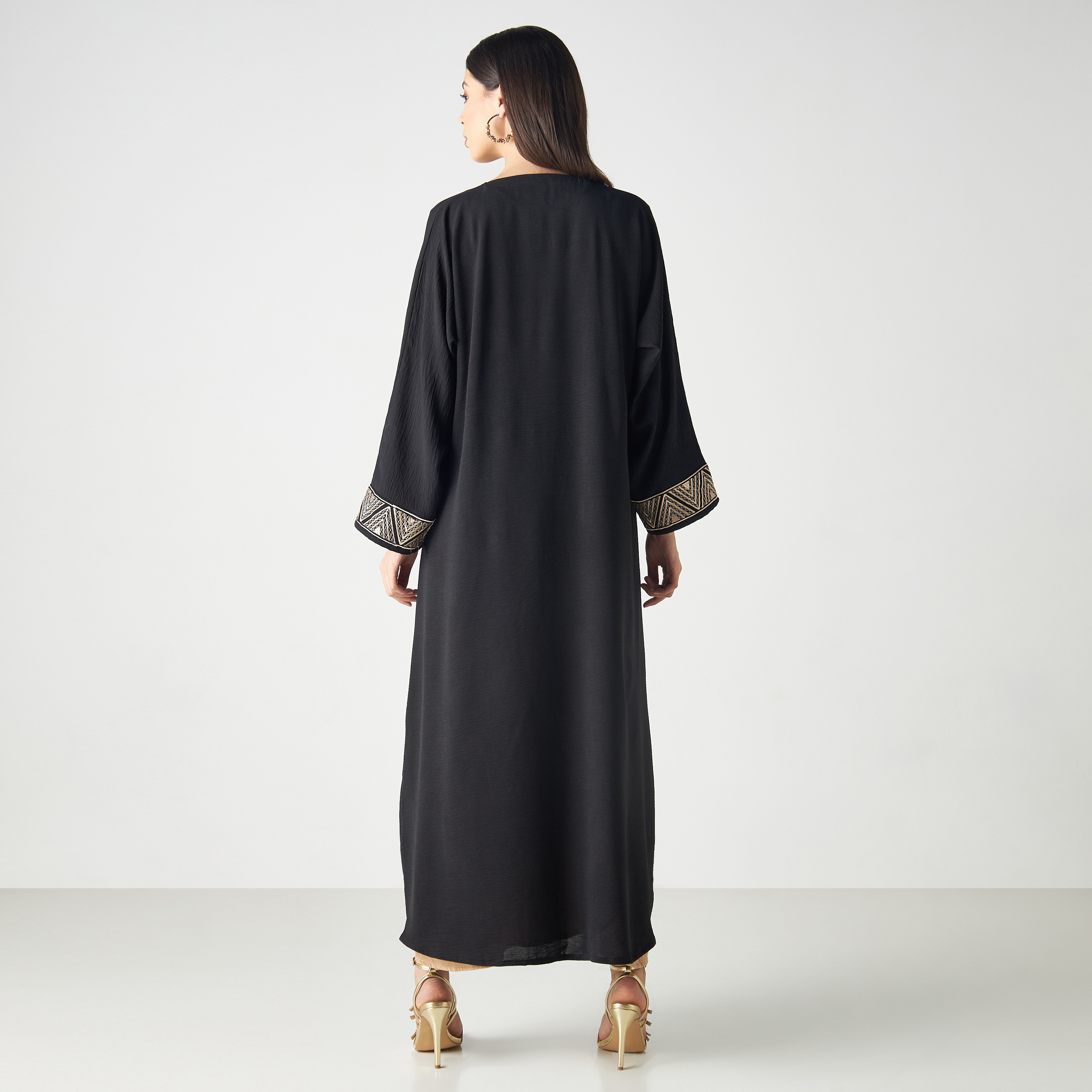 Set of 3 - Malikah Solid Abaya with 2 Hijabs-women-arabicclothing-abayas-image-6