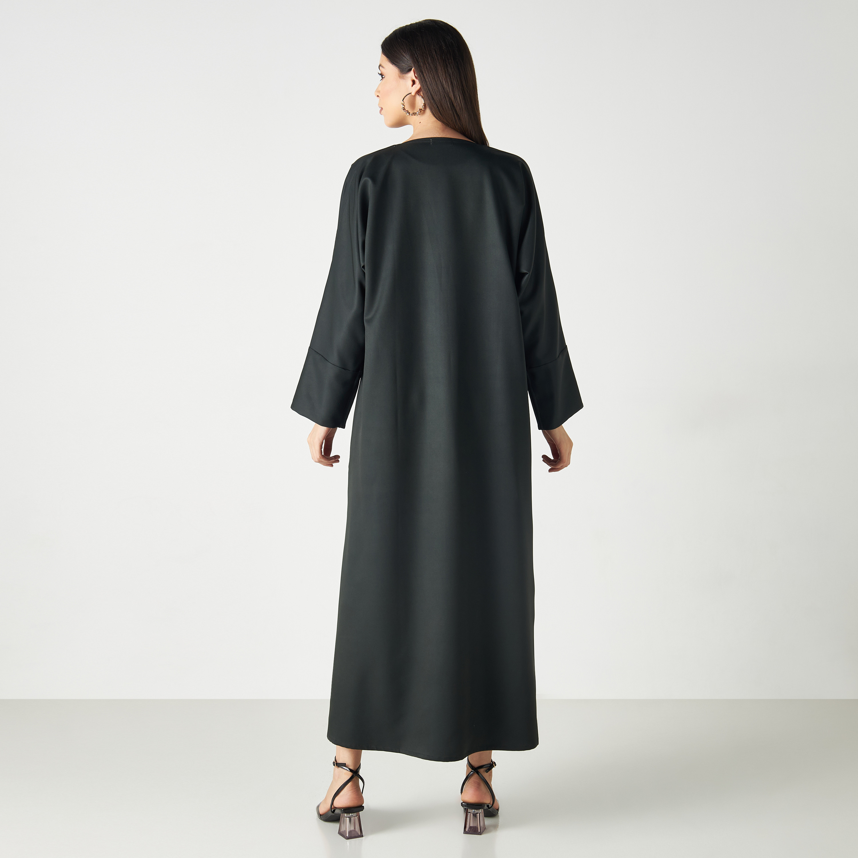 Malikah Solid Open Front Abaya with 2 Hijabs-women-arabicclothing-abayas-image-6
