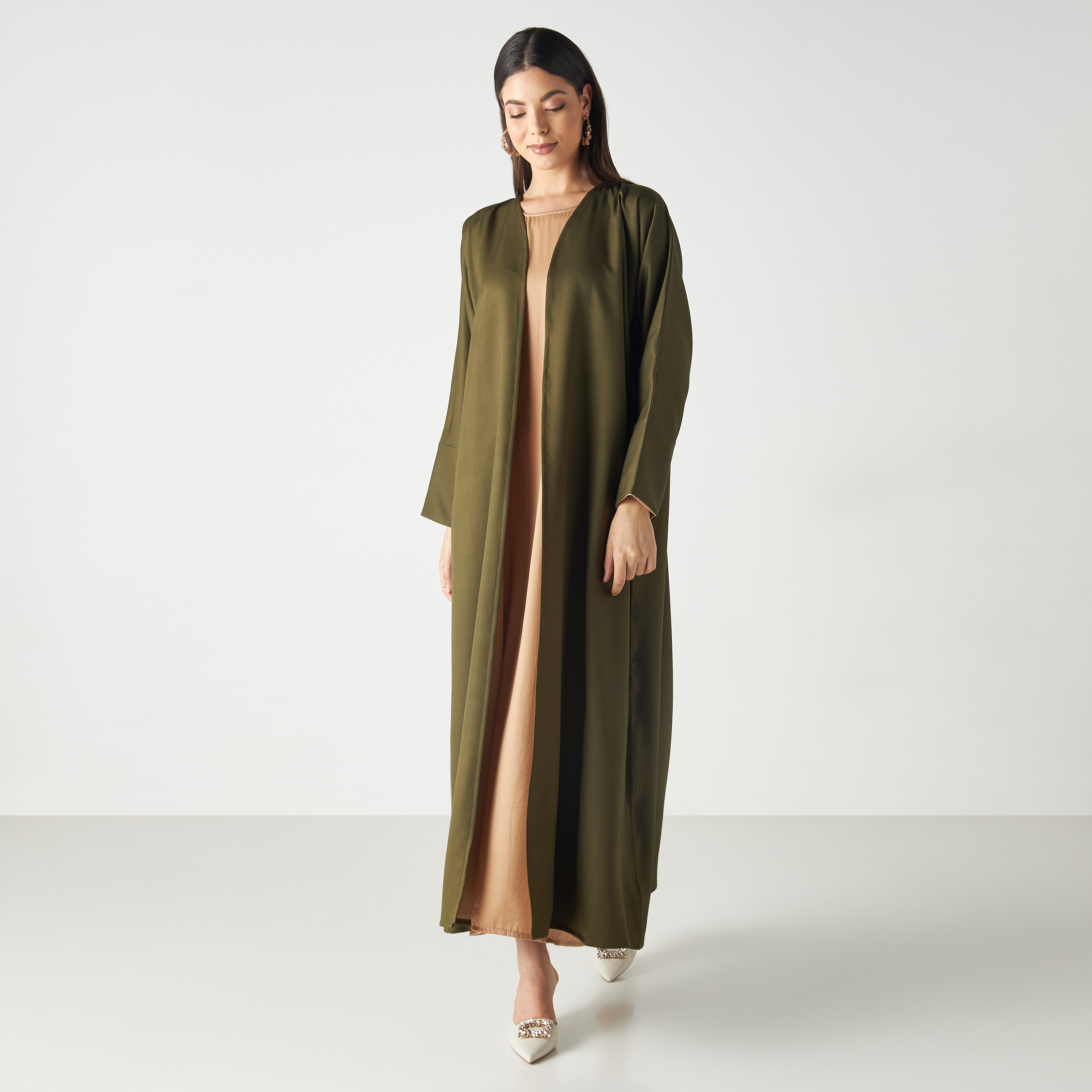 Malikah Solid Open Front Abaya with 2 Hijabs-women-arabicclothing-abayas-image-4