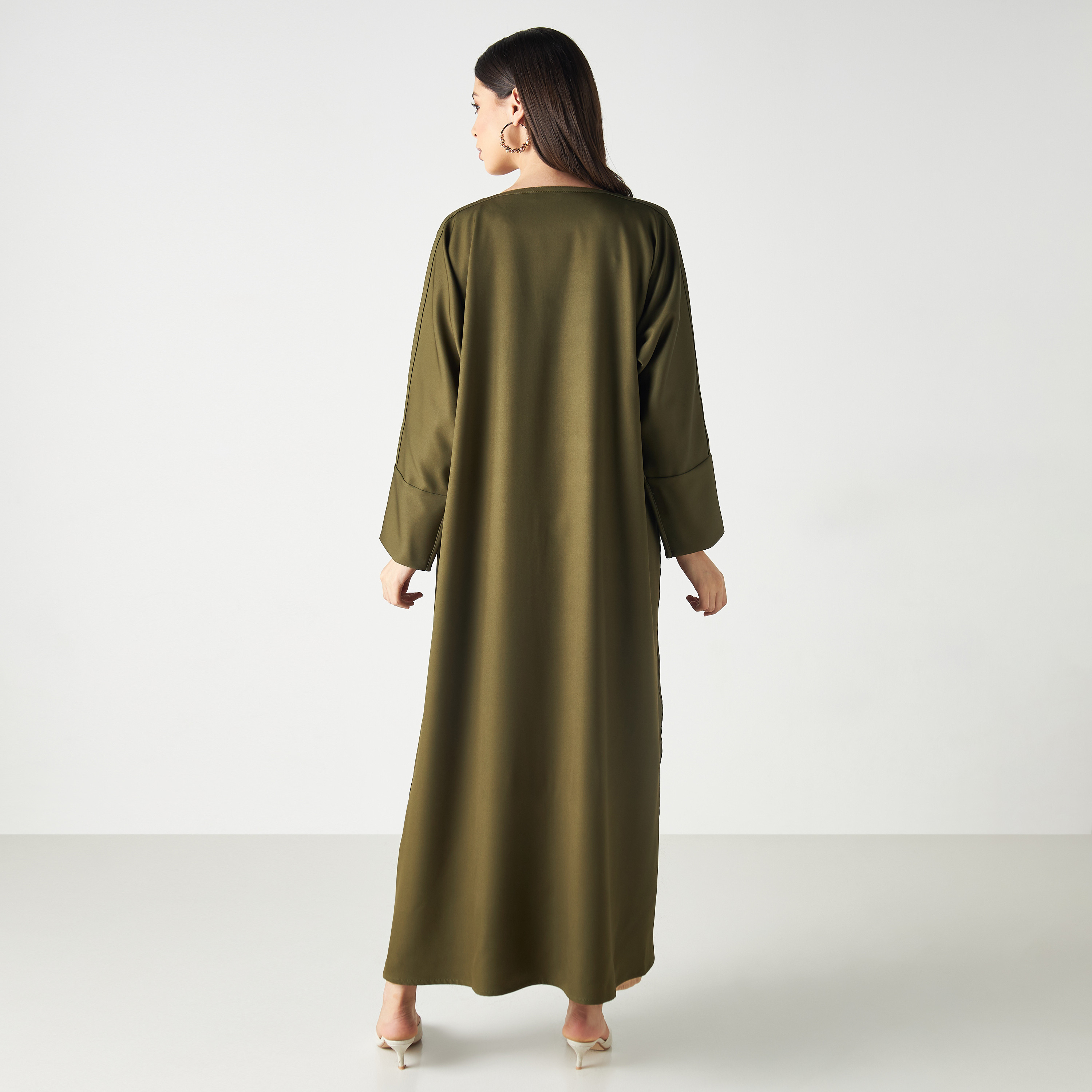 Malikah Solid Open Front Abaya with 2 Hijabs-women-arabicclothing-abayas-image-6