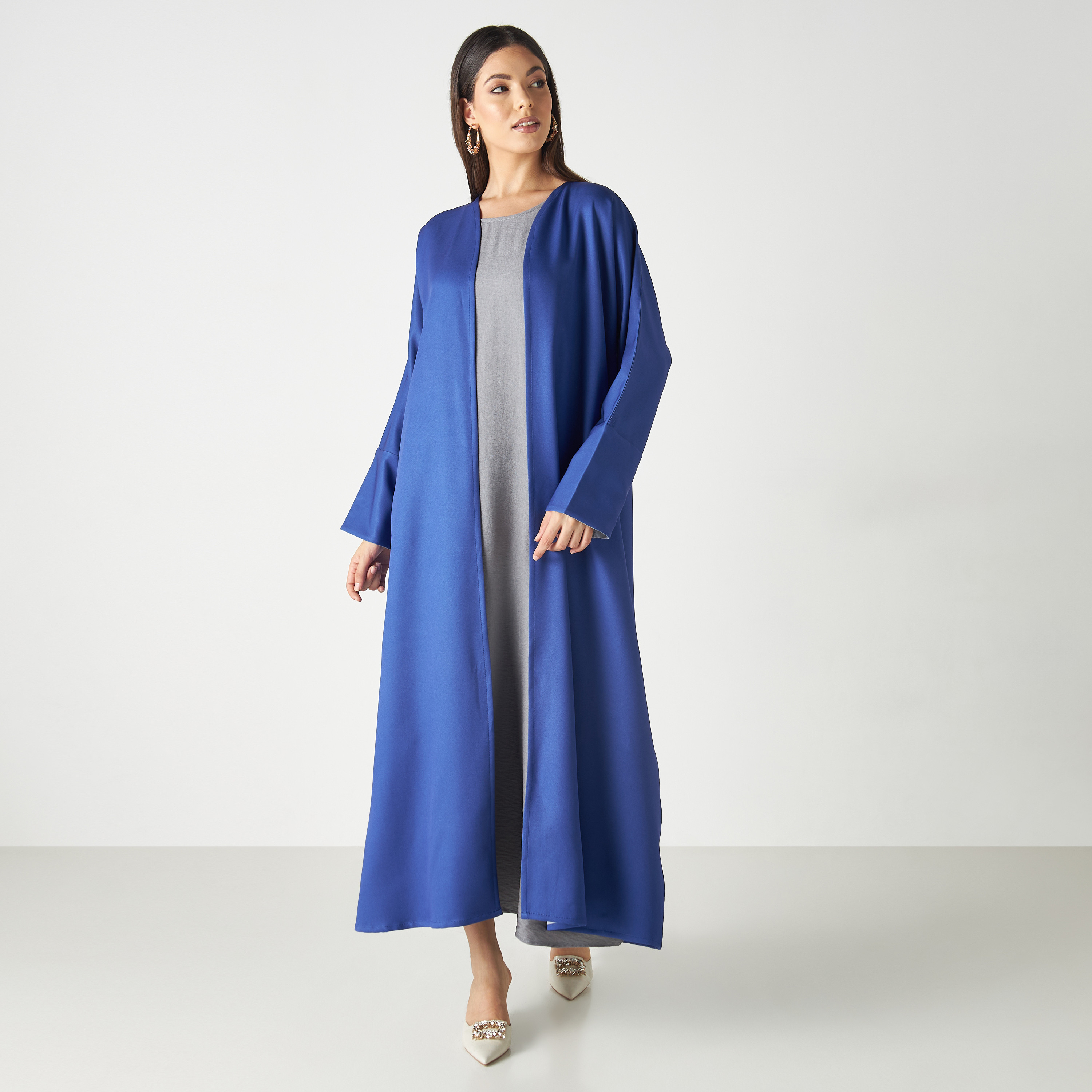 Malikah Solid Open Front Abaya with 2 Hijabs-women-arabicclothing-abayas-image-4