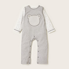 Juniors All-Over Printed T-shirt and Striped Dungarees Set