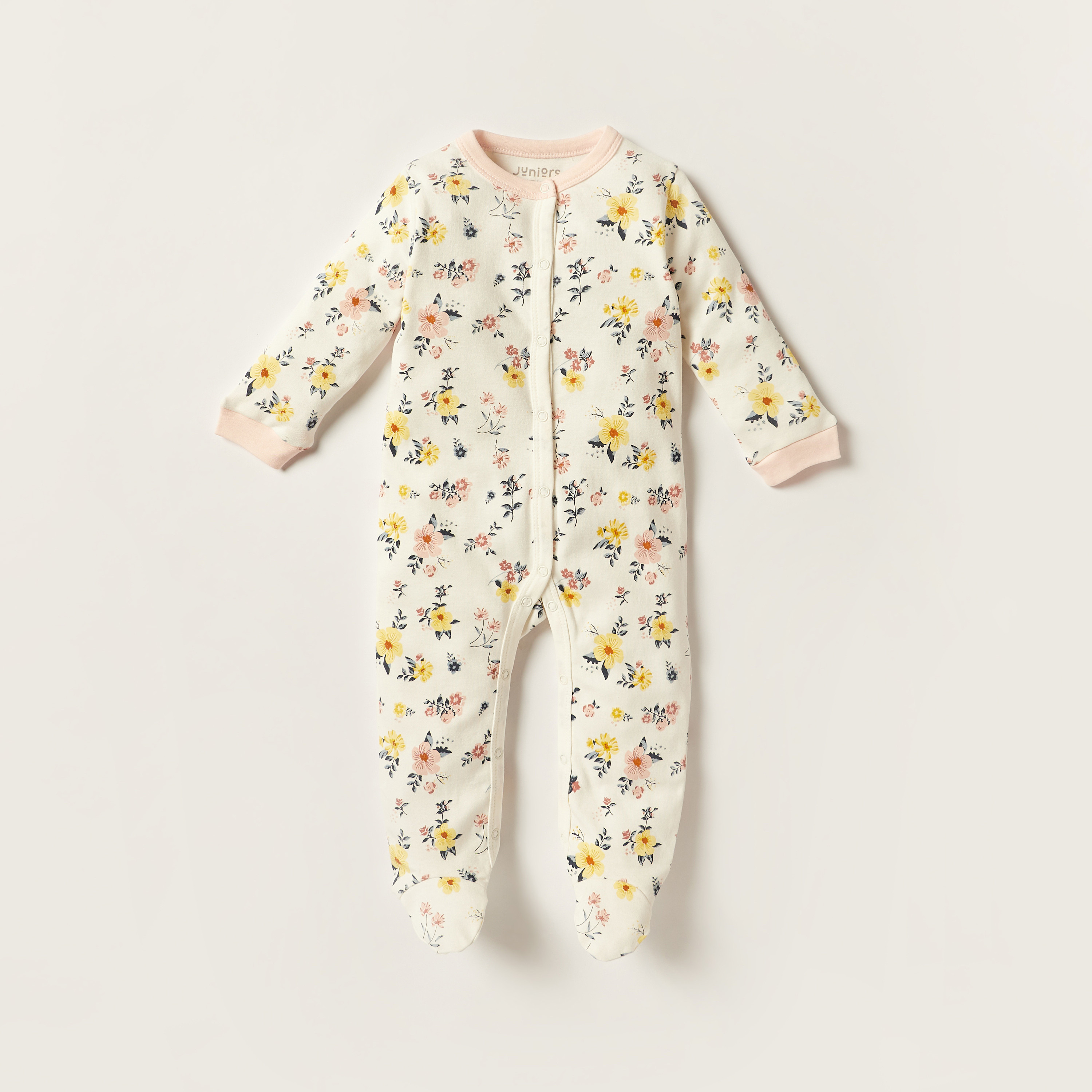 بدلات نوم بأقدام مغلقة وطبعات أزهار من جونيورز - طقم من قطعتين-baby-girls-clothing-nightwear-sleepsuits-image-2