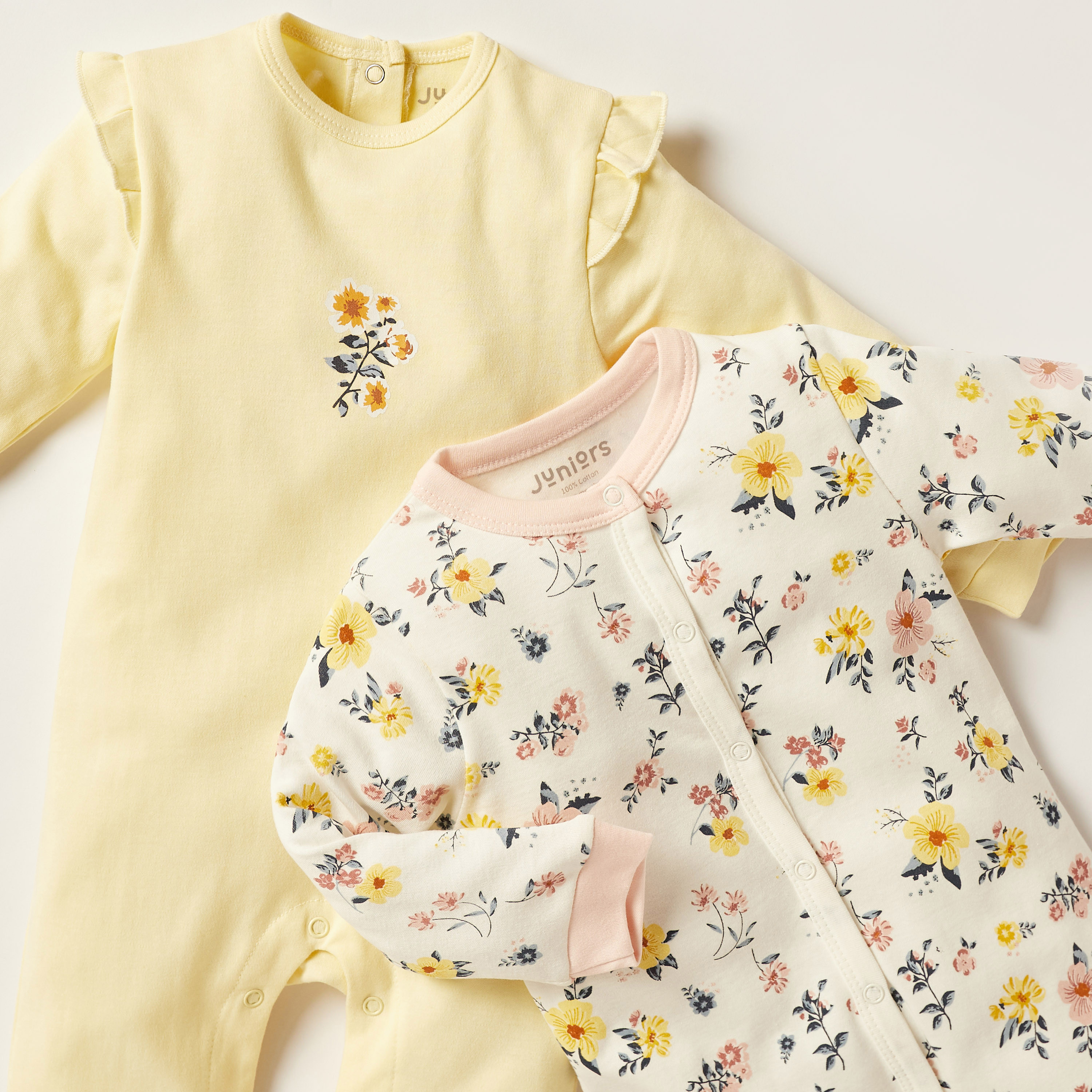 بدلات نوم بأقدام مغلقة وطبعات أزهار من جونيورز - طقم من قطعتين-baby-girls-clothing-nightwear-sleepsuits-image-4