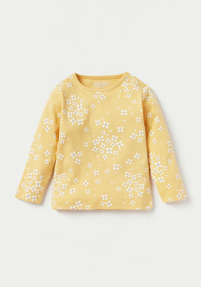 Juniors Floral Print T-shirt and Pyjama Set-Pyjama Sets-image-1