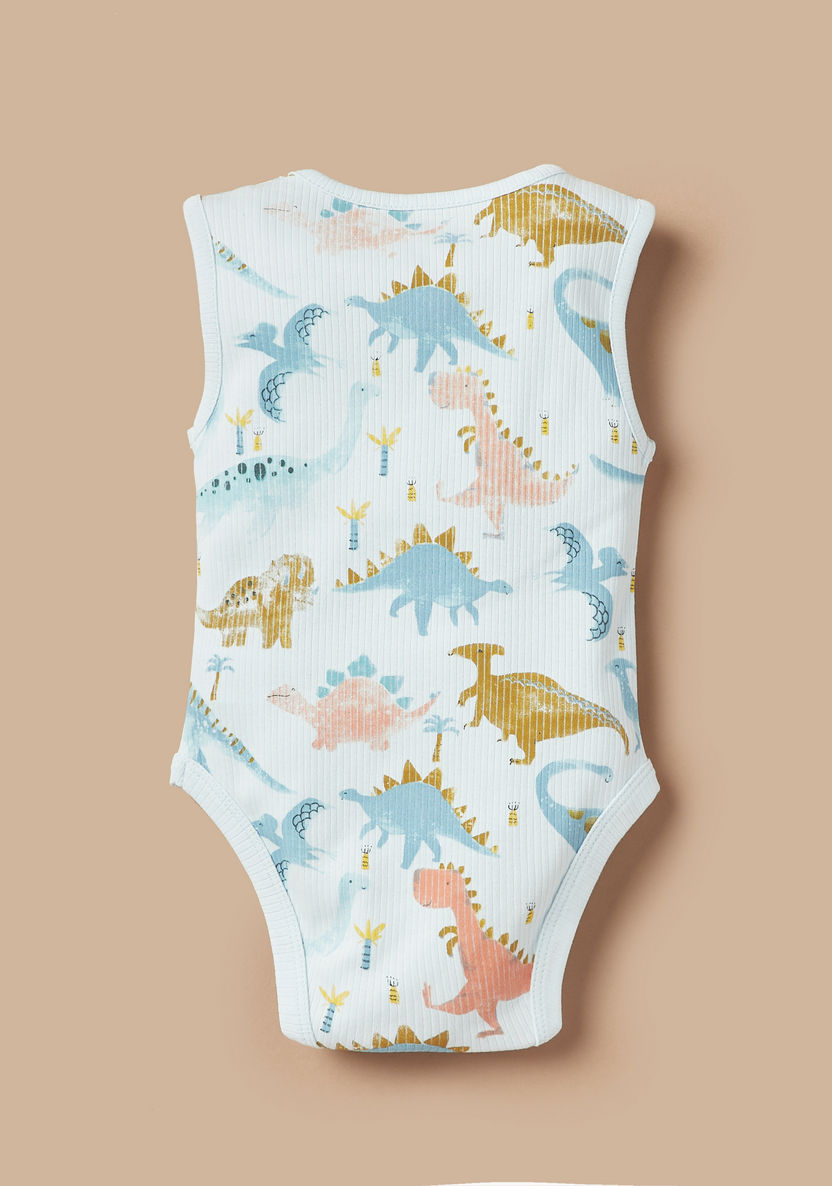 Juniors All-Over Dinosaur Print Sleeveless Bodysuit with Snap Button Closure-Bodysuits-image-3