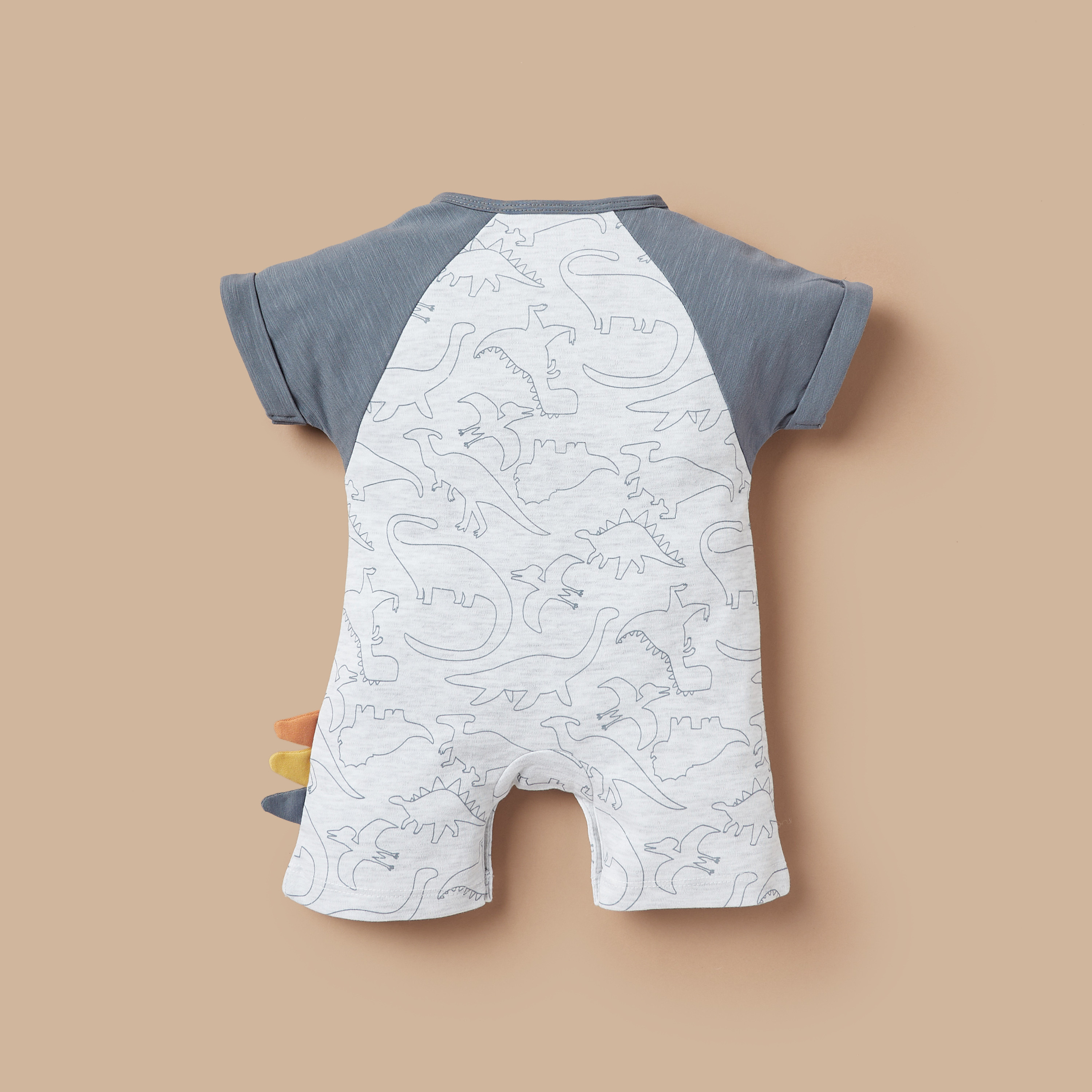 Juniors Dinosaur Print Romper with Raglan Sleeves-baby-boys-clothing-rompers-image-4