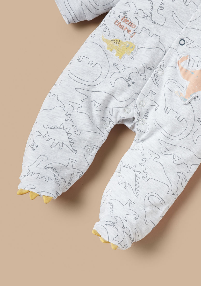 Juniors All-Over Dinosaur Print Closed Feet Sleepsuit-Sleepsuits-image-2