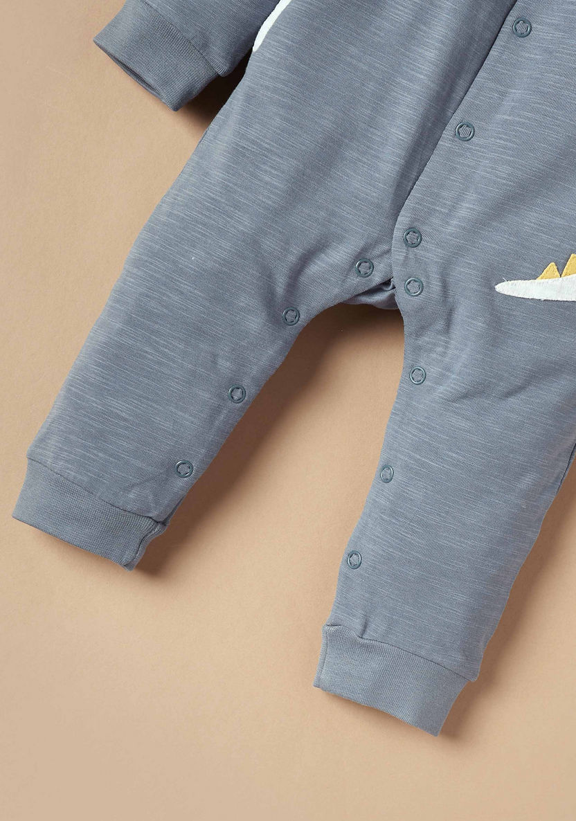 Juniors Dinosaur Applique Sleepsuit with Button Closure-Sleepsuits-image-2