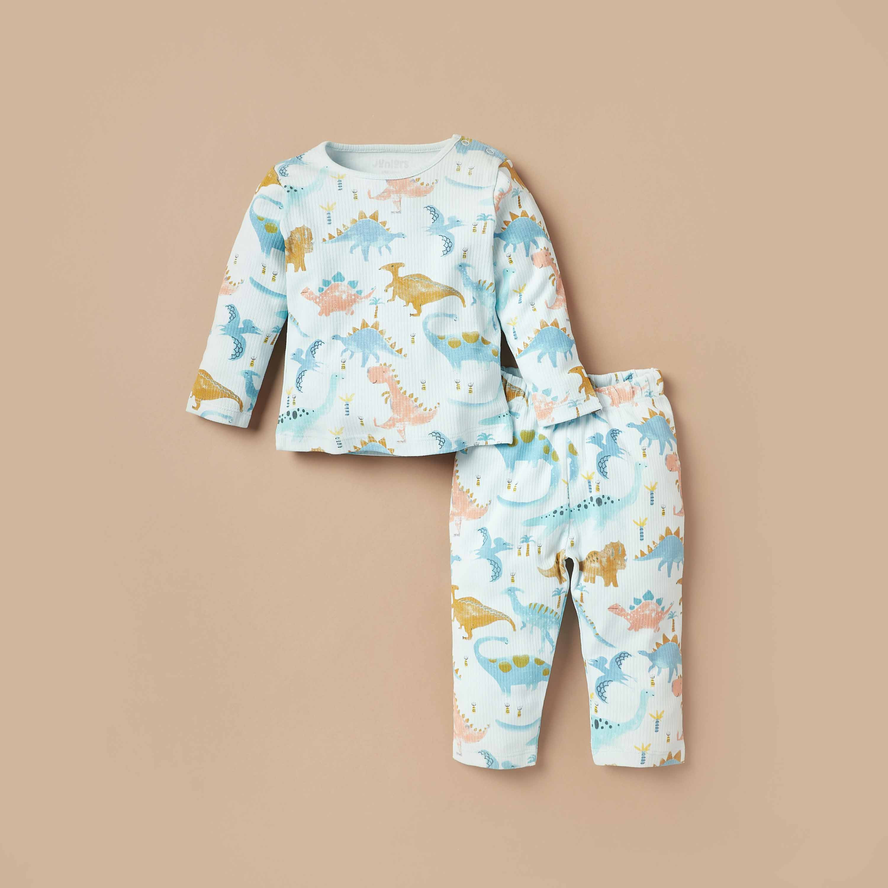 Juniors All-Over Dinosaur Print T-shirt and Pyjama Set-baby-boys-clothing-nightwear-pyjamasets-image-1