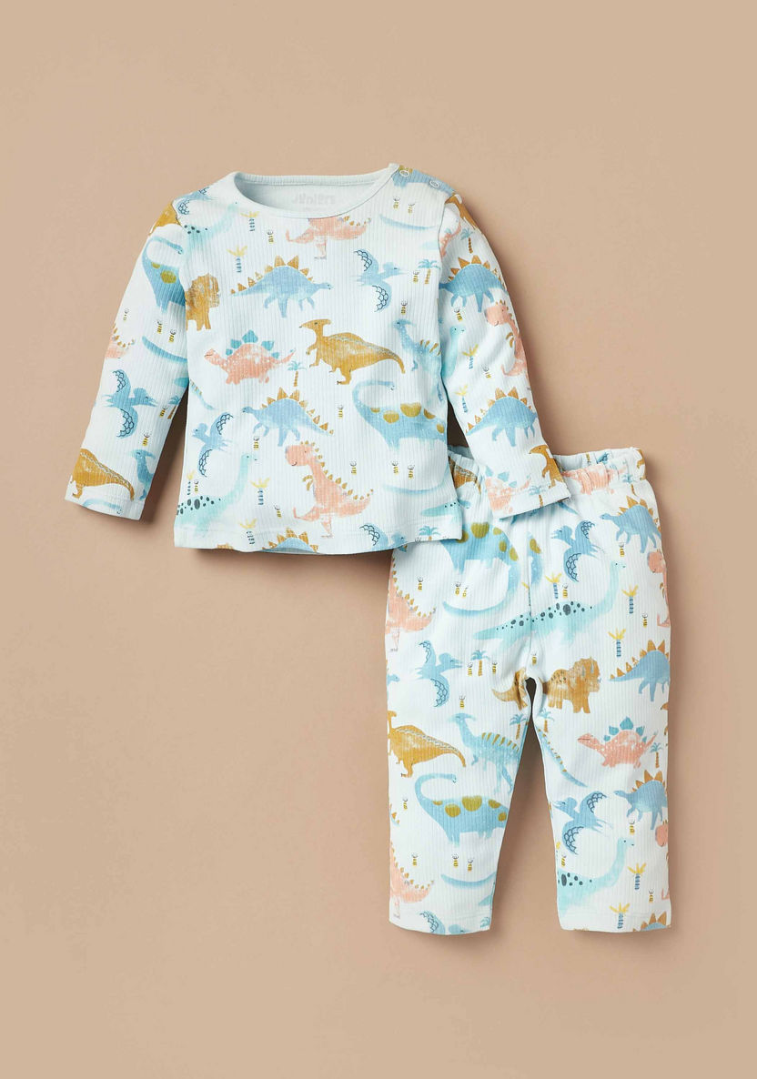 Juniors All-Over Dinosaur Print T-shirt and Pyjama Set-Pyjama Sets-image-0