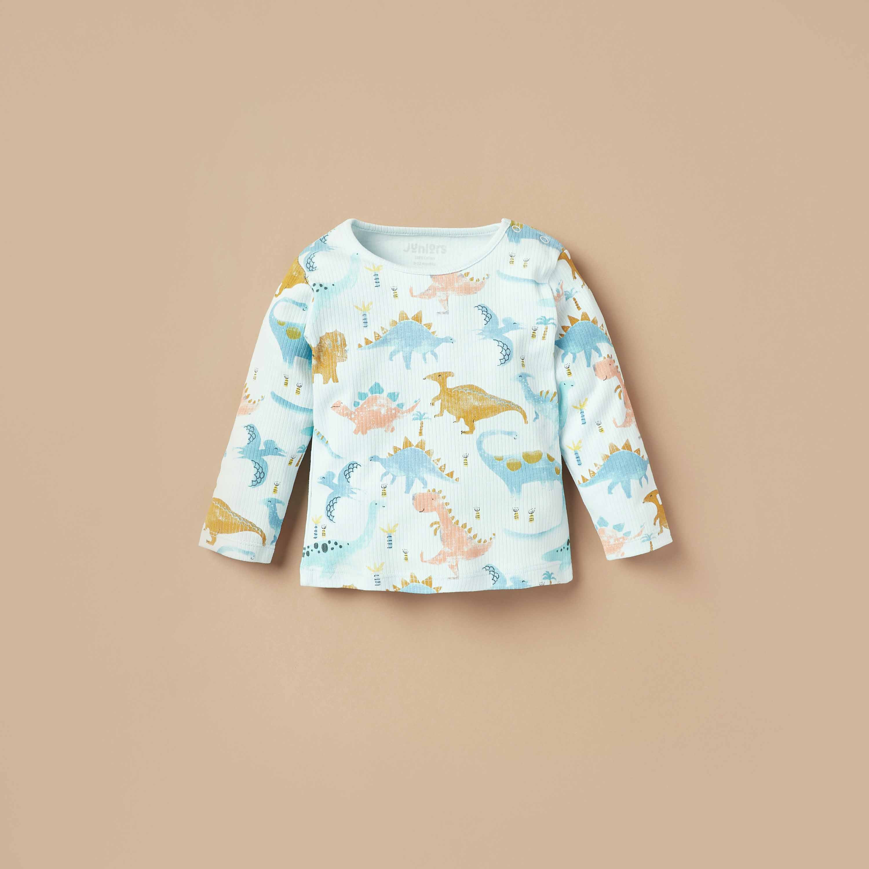 Juniors All-Over Dinosaur Print T-shirt and Pyjama Set-baby-boys-clothing-nightwear-pyjamasets-image-2