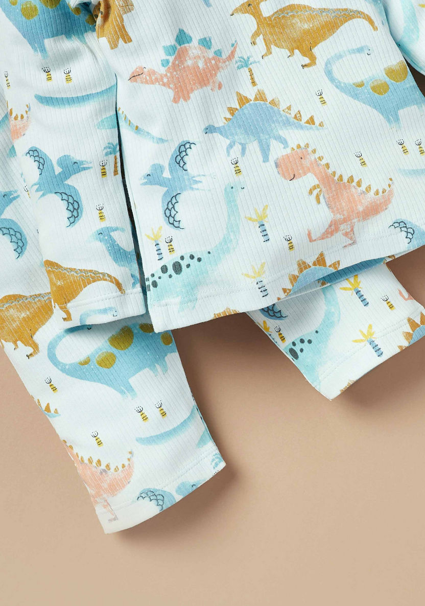 Juniors All-Over Dinosaur Print T-shirt and Pyjama Set-Pyjama Sets-image-4