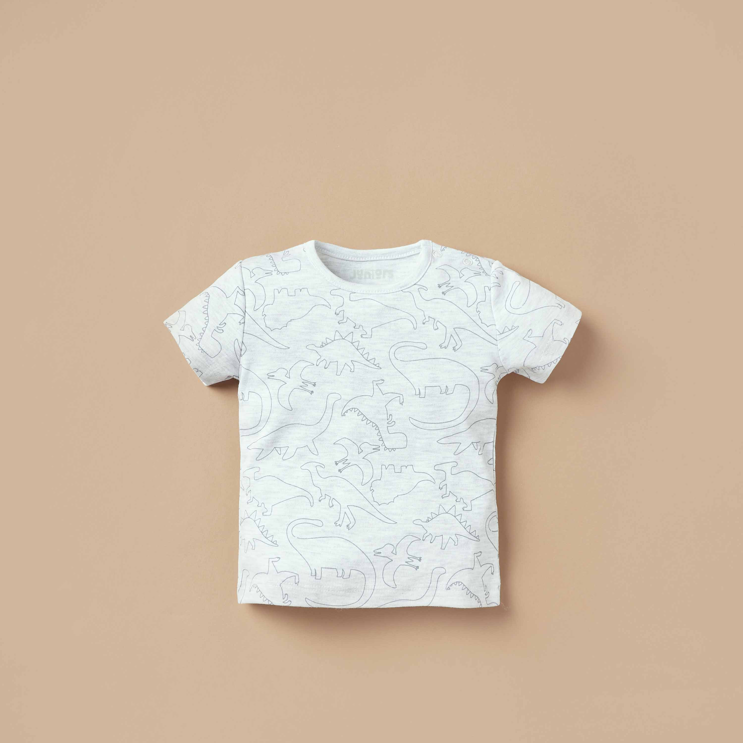 طقم دنغري وتيشيرت بأكمام قصيرة وطبعات ديناصور من جونيورز-baby-boys-clothing-winterwear-rompers-image-2