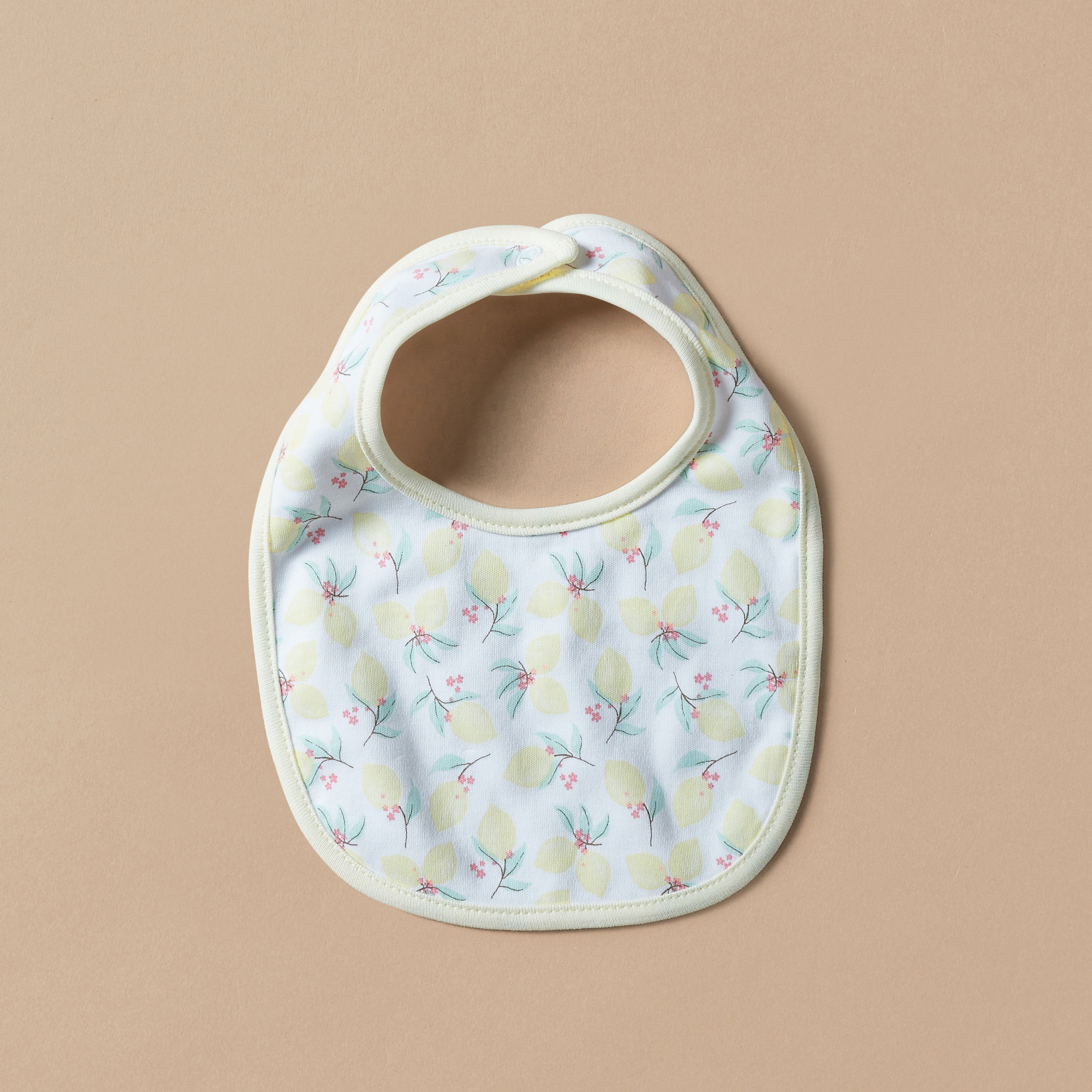 Juniors Lemon Print Bib with Snap Button Closure - Set of 2-baby-feeding-bibs-image-3