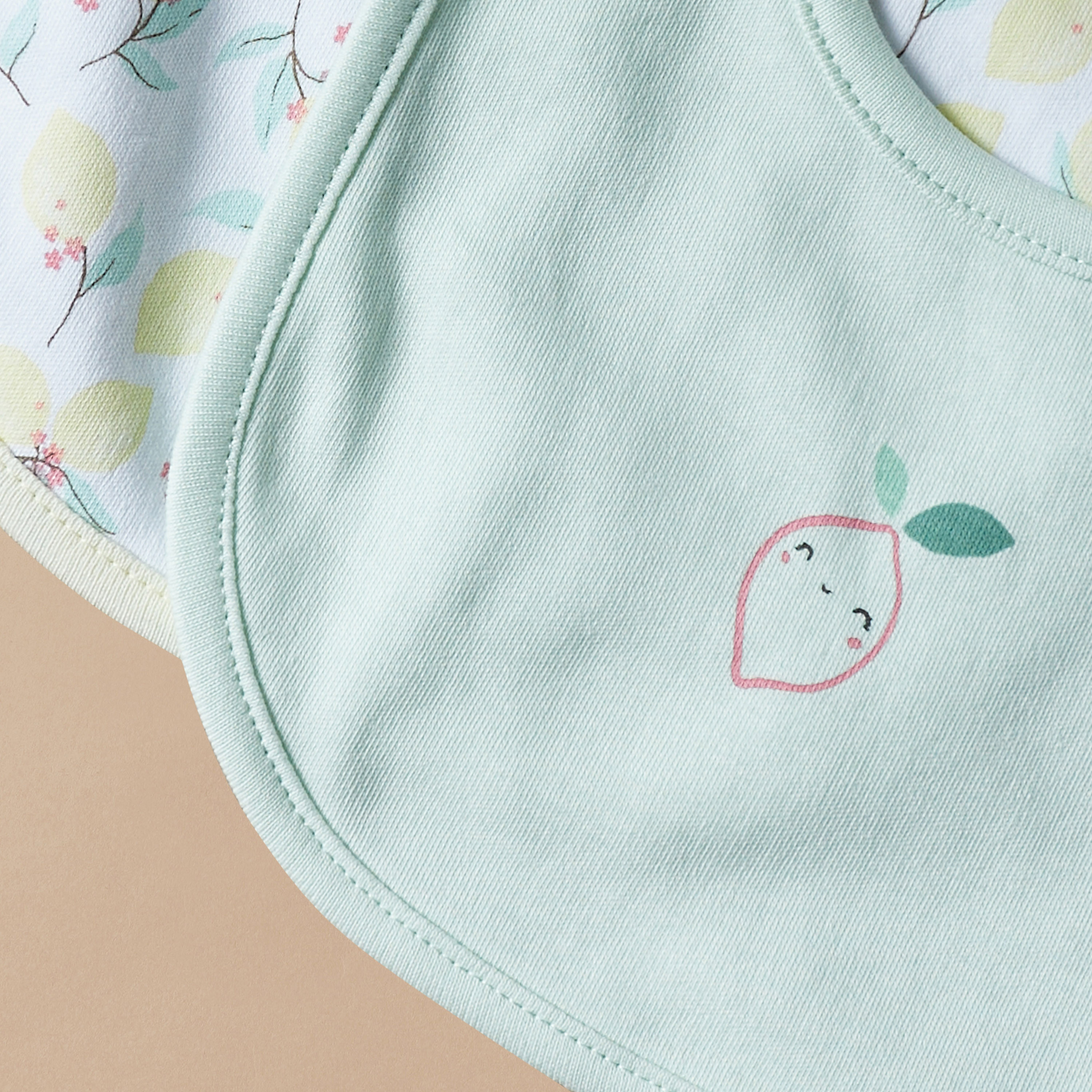 Juniors Lemon Print Bib with Snap Button Closure - Set of 2-baby-feeding-bibs-image-4