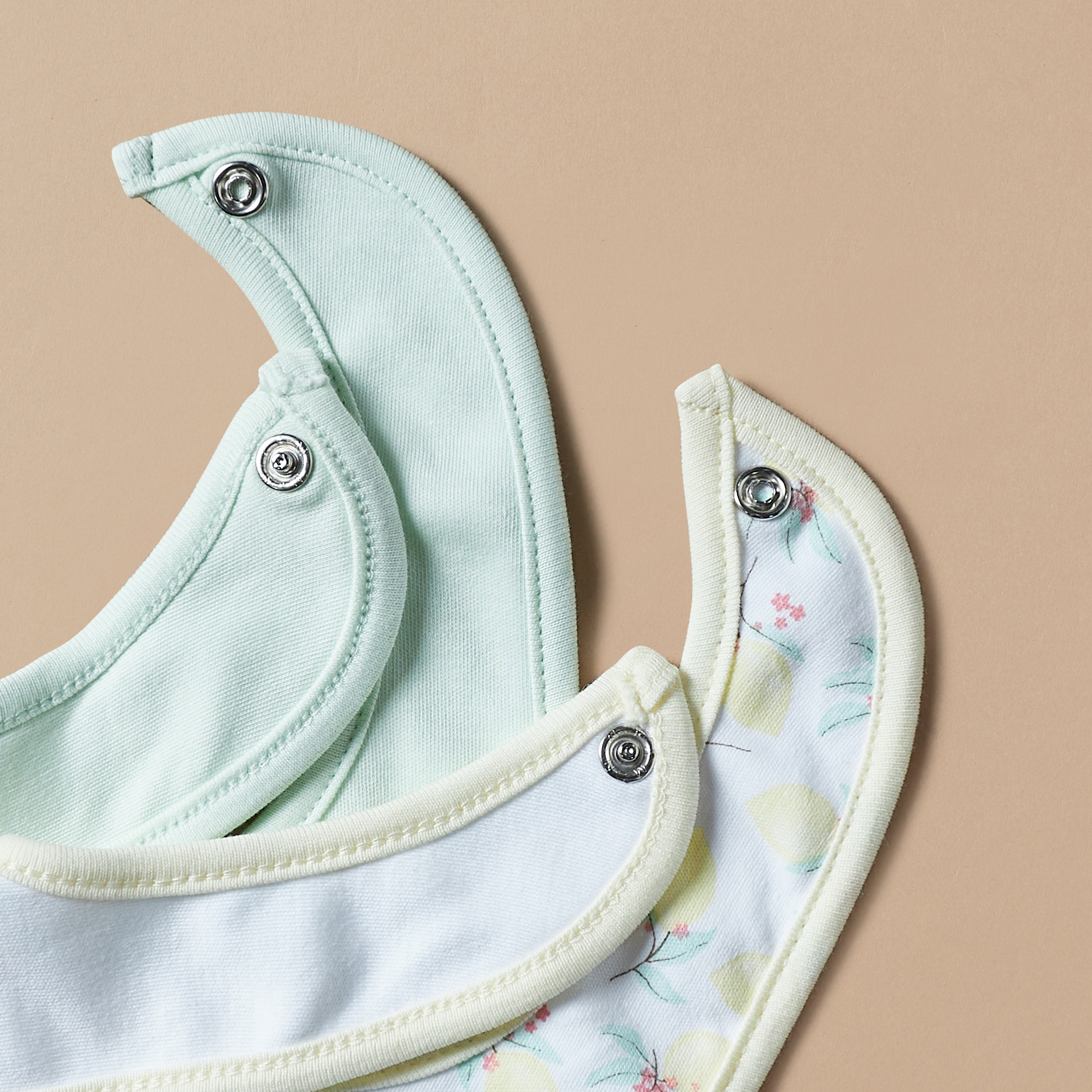 Juniors Lemon Print Bib with Snap Button Closure - Set of 2-baby-feeding-bibs-image-5