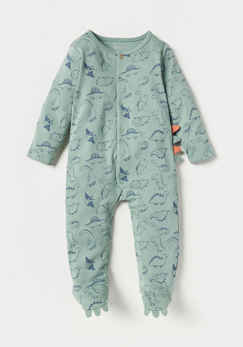 Juniors All-Over Dinosaur Print Sleepsuit with Applique Detail-Sleepsuits-image-0