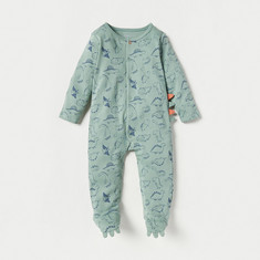 Juniors All-Over Dinosaur Print Sleepsuit with Applique Detail