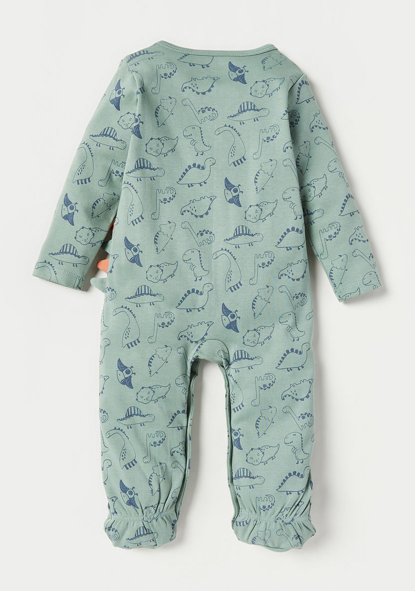 Juniors All-Over Dinosaur Print Sleepsuit with Applique Detail-Sleepsuits-image-3
