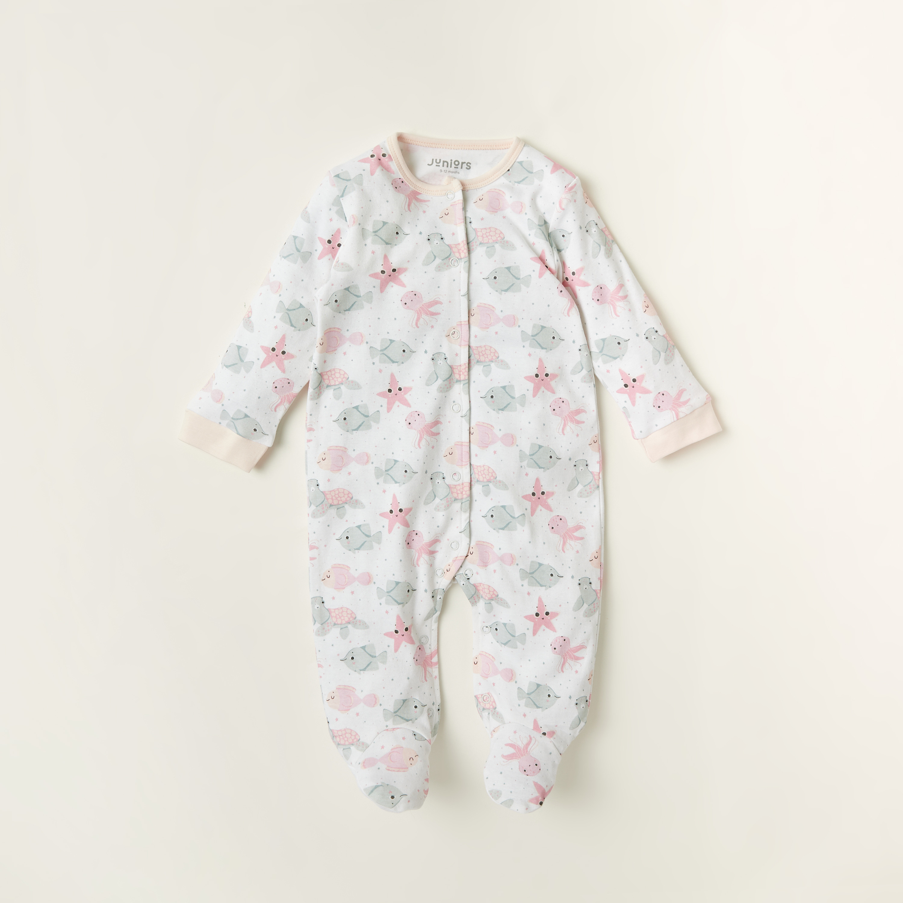Juniors Printed Sleepsuit with Long Sleeves - Set of 2-baby-girls-clothing-nightwear-sleepsuits-image-3