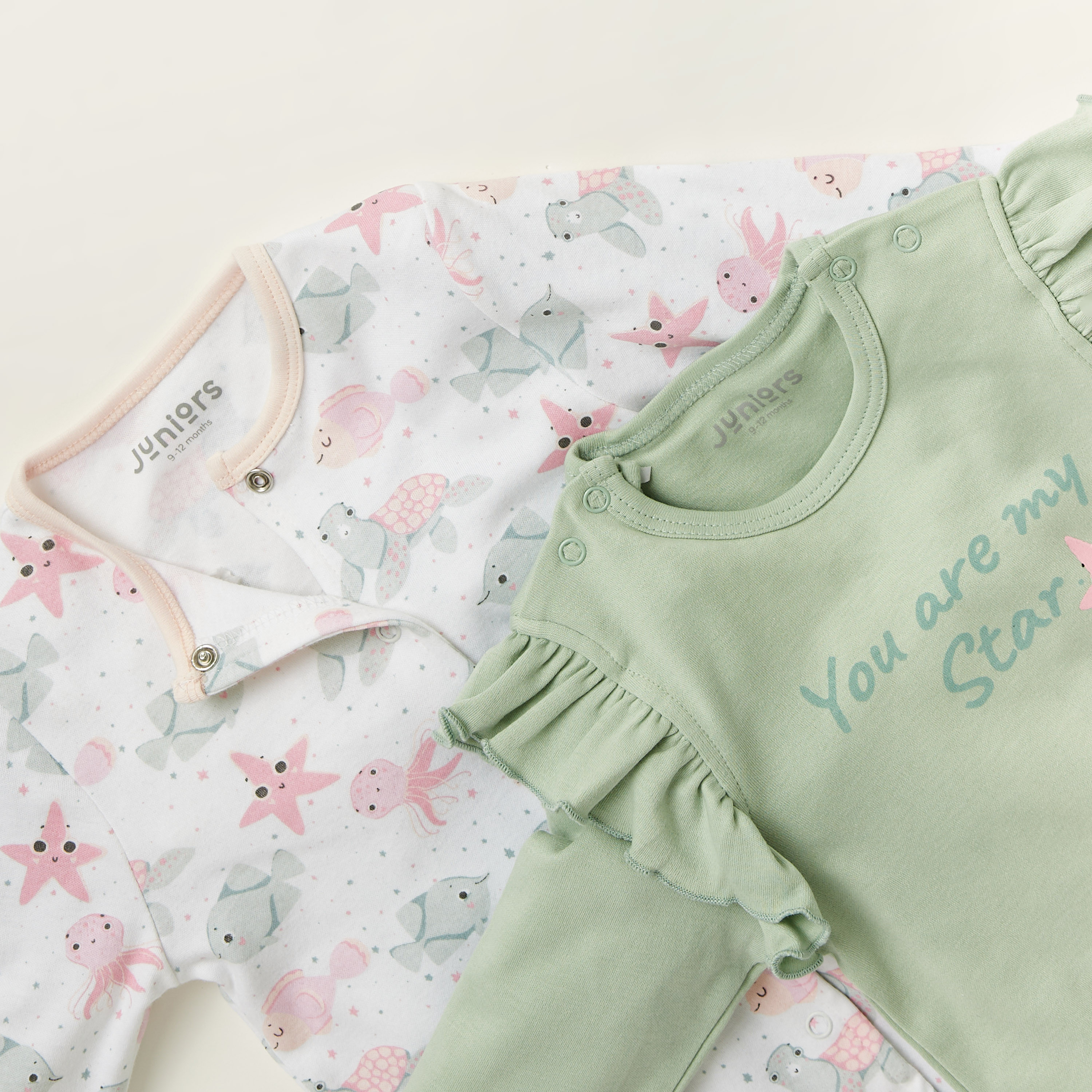 Juniors Printed Sleepsuit with Long Sleeves - Set of 2-baby-girls-clothing-nightwear-sleepsuits-image-4