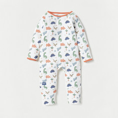 Juniors All-Over Dinosaur Print Sleepsuit with Button Closure
