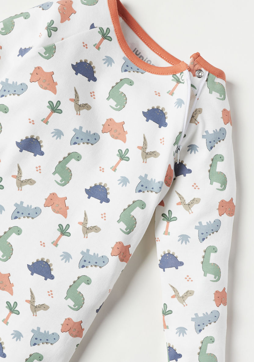 Juniors All-Over Dinosaur Print Sleepsuit with Button Closure-Sleepsuits-image-1
