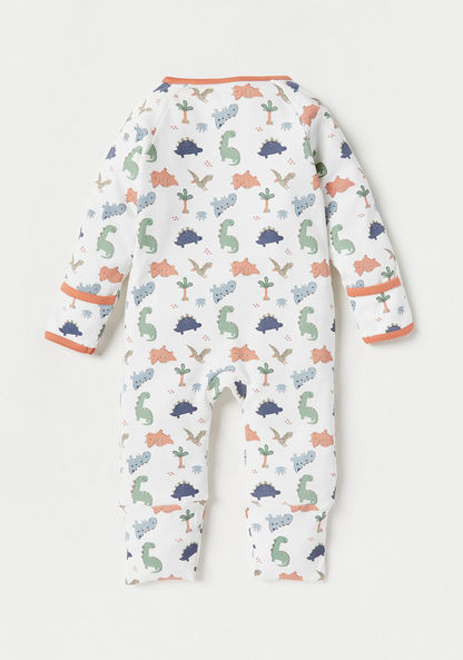 Juniors All-Over Dinosaur Print Sleepsuit with Button Closure-Sleepsuits-image-3