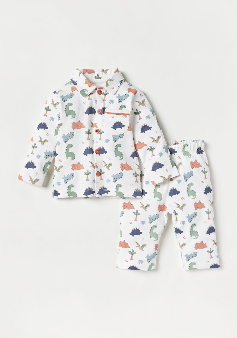Juniors All-Over Dinosaur Print Shirt and Pyjama Set-Pyjama Sets-image-0