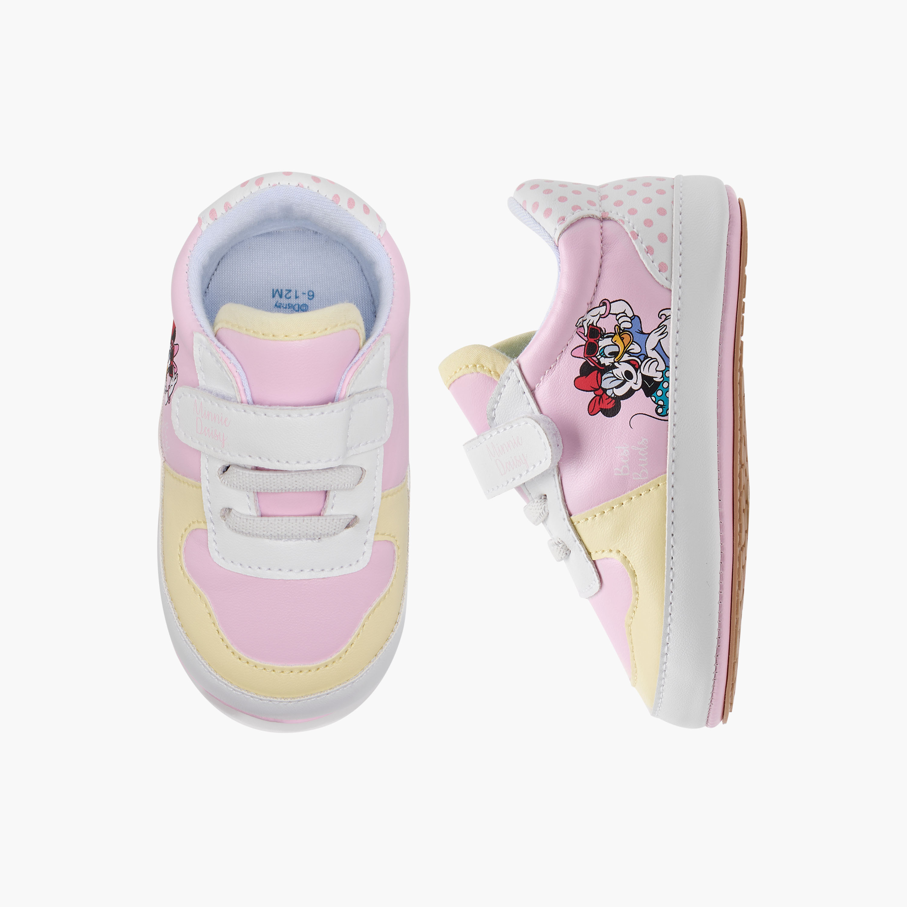 Juniors Minnie Mouse and Daisy Duck Print Booties with Hook and Loop Closure-baby-girls-shoes-closedshoes-image-1