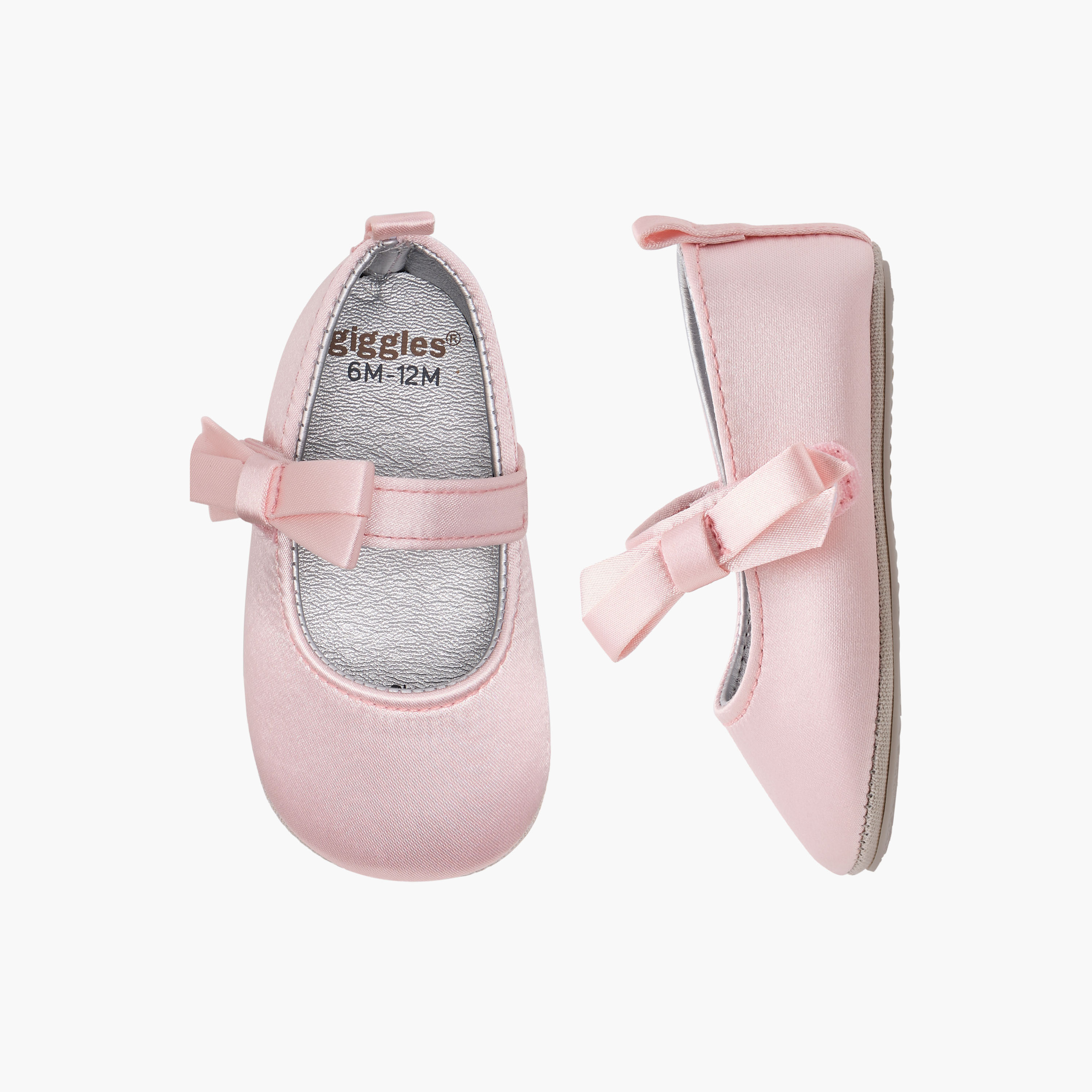 Giggles Bow Accent Booties with Hook and Loop Closure-baby-girls-shoes-closedshoes-image-1