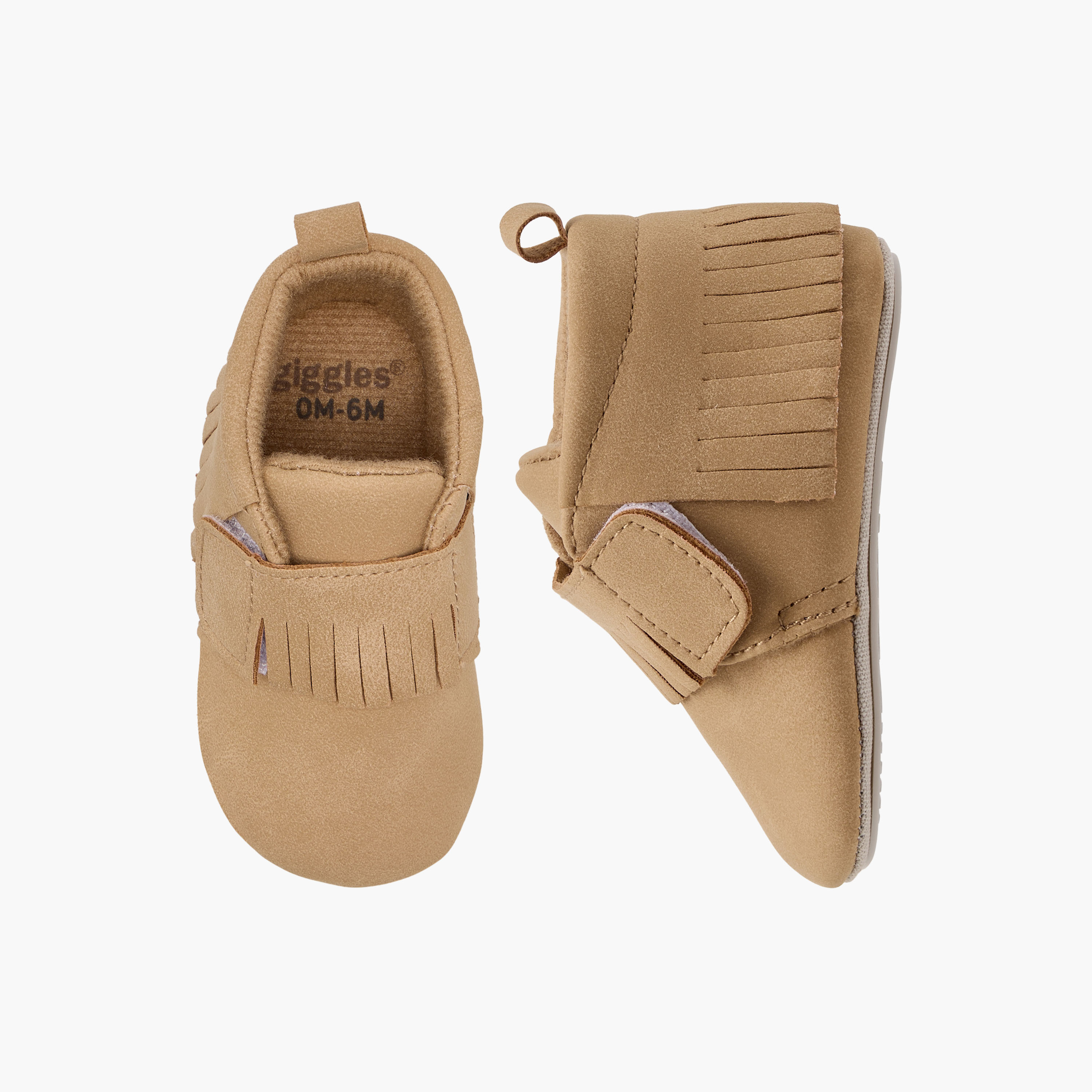 Giggles Fringe Detail Booties with Hook and Loop Closure-baby-boys-shoes-closedshoes-image-1