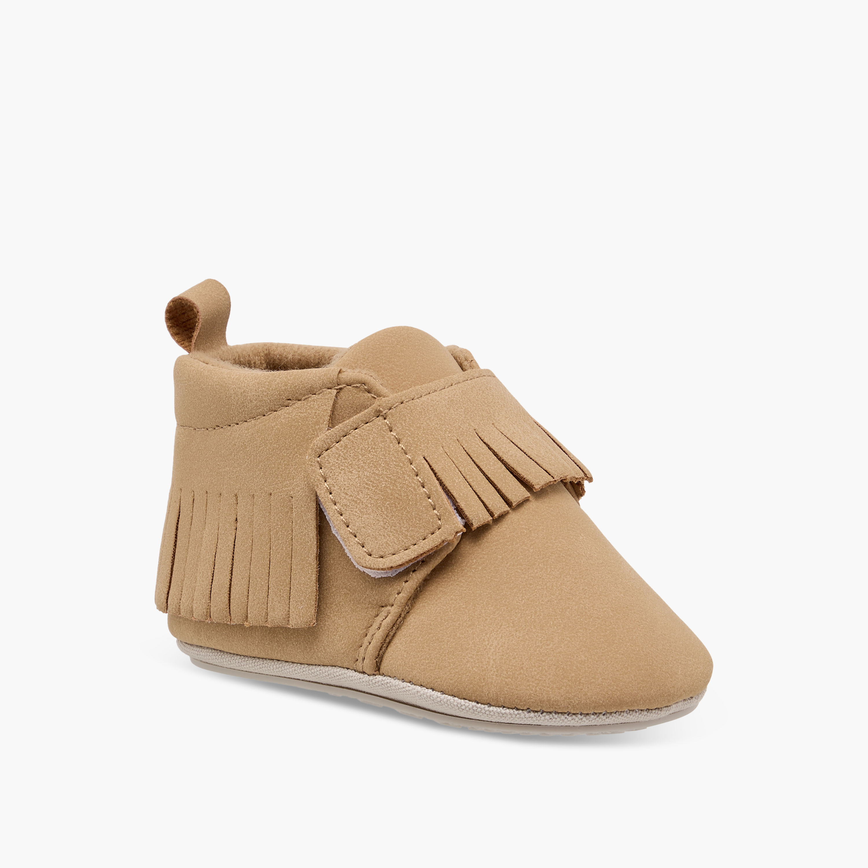 Giggles Fringe Detail Booties with Hook and Loop Closure-baby-boys-shoes-closedshoes-image-2