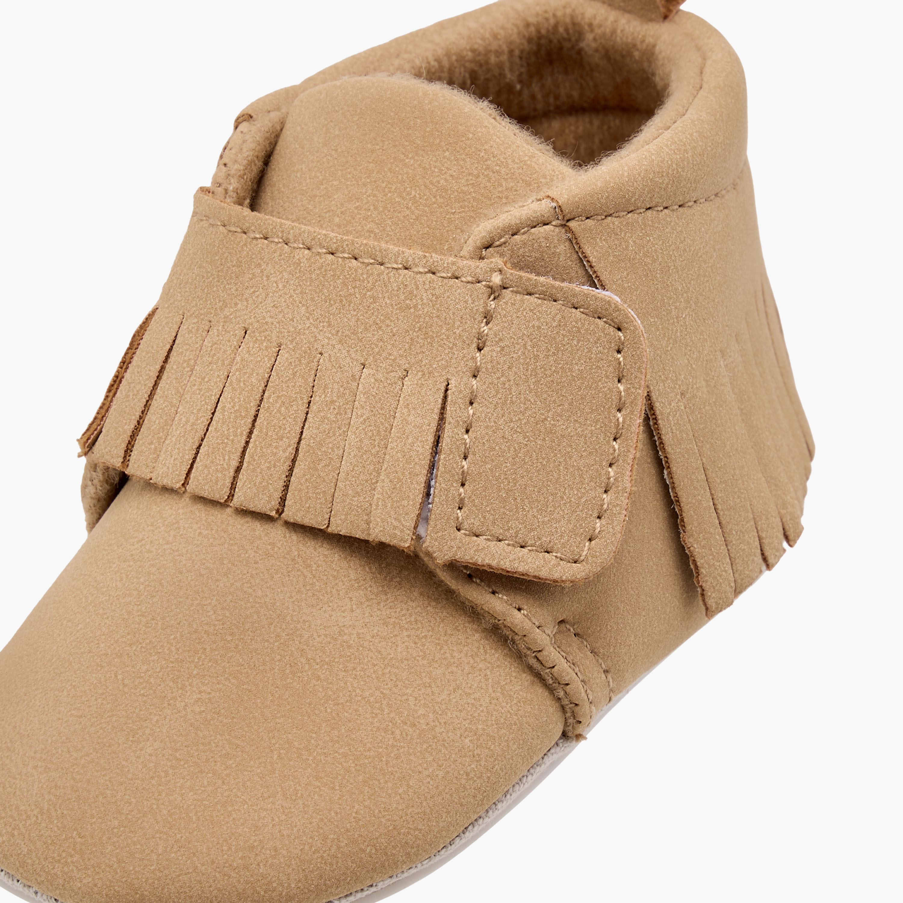 Giggles Fringe Detail Booties with Hook and Loop Closure-baby-boys-shoes-closedshoes-image-4