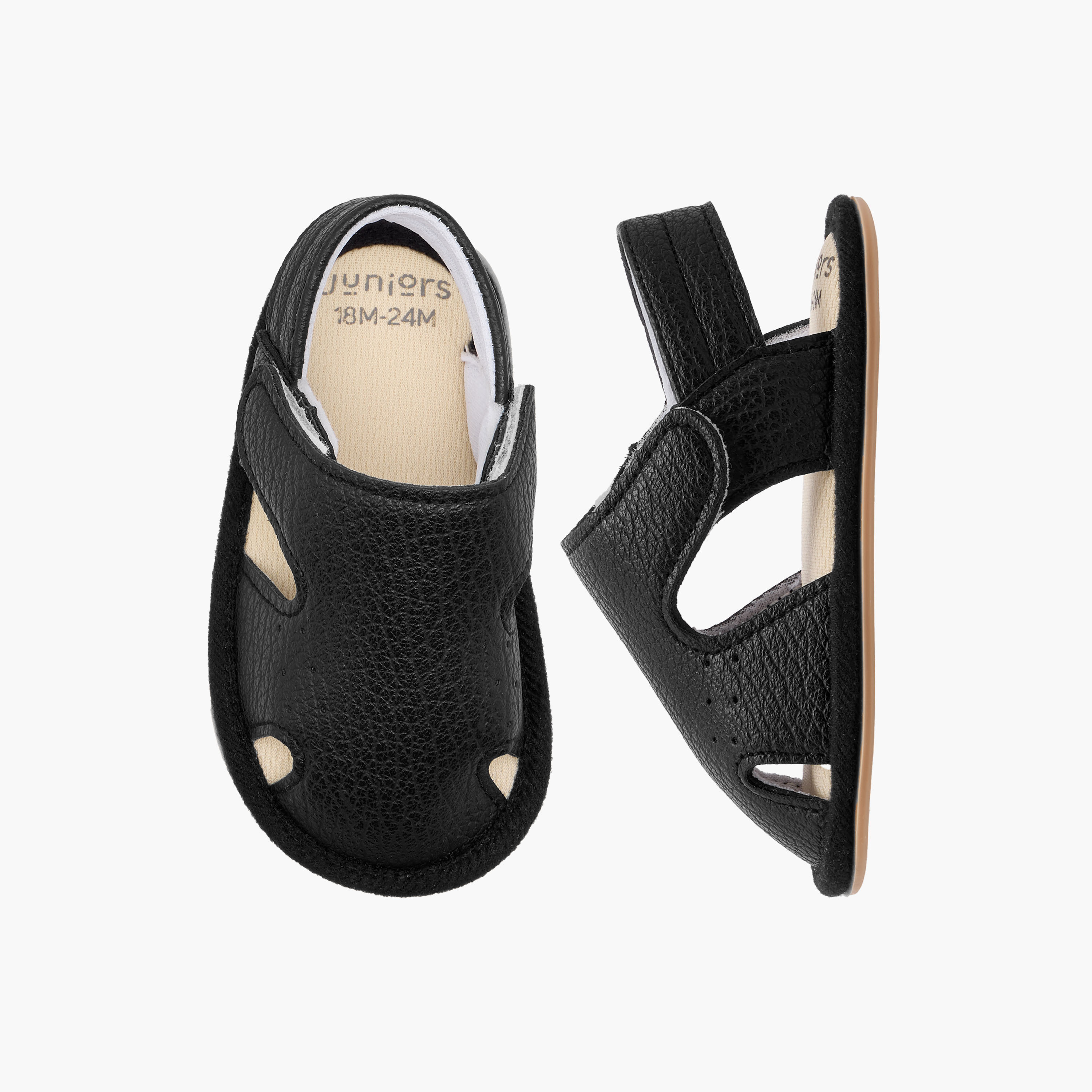 Juniors Textured Booties with Hook and Loop Closure-baby-boys-shoes-closedshoes-image-1