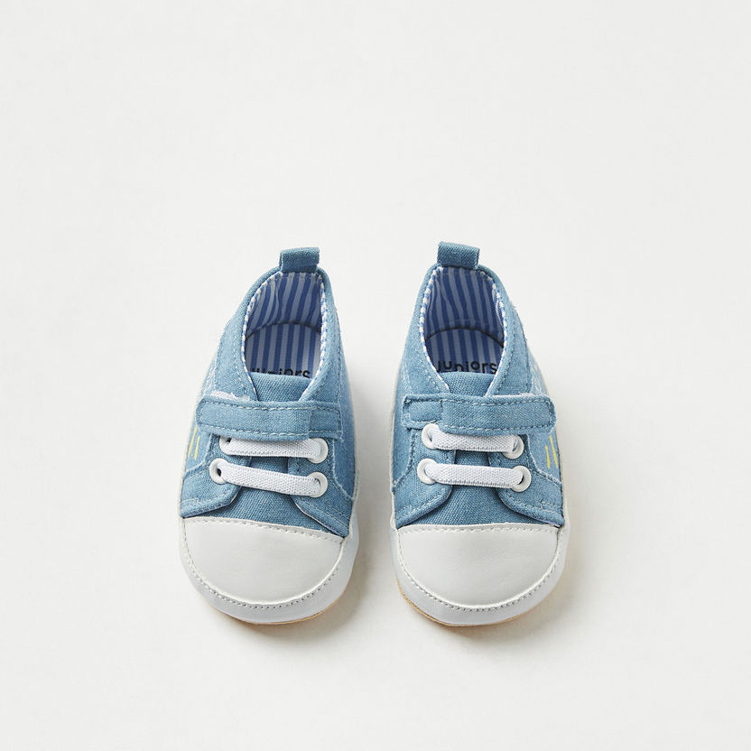 Juniors Printed Denim Booties with Lace Detail-Booties-image-4