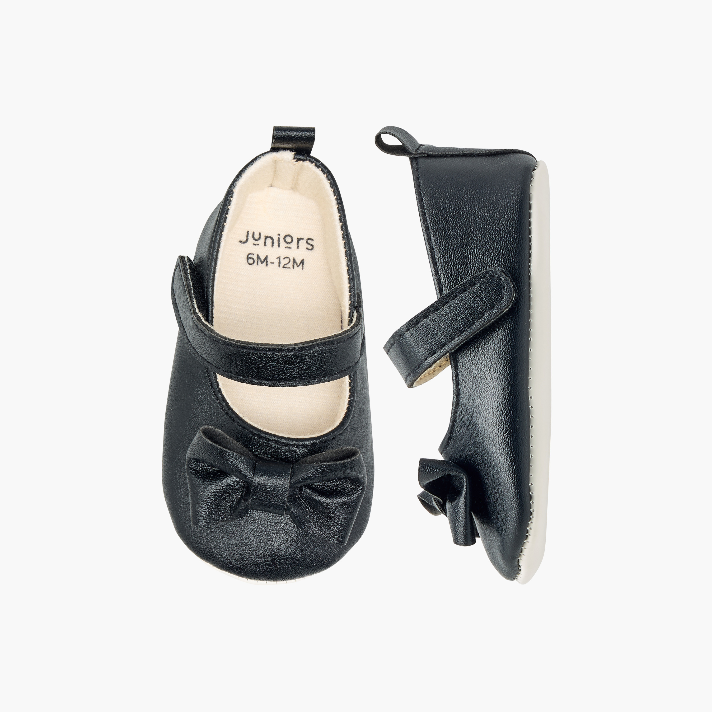 Juniors Bow Accent Booties with Hook and Loop Closure-baby-girls-shoes-closedshoes-image-1