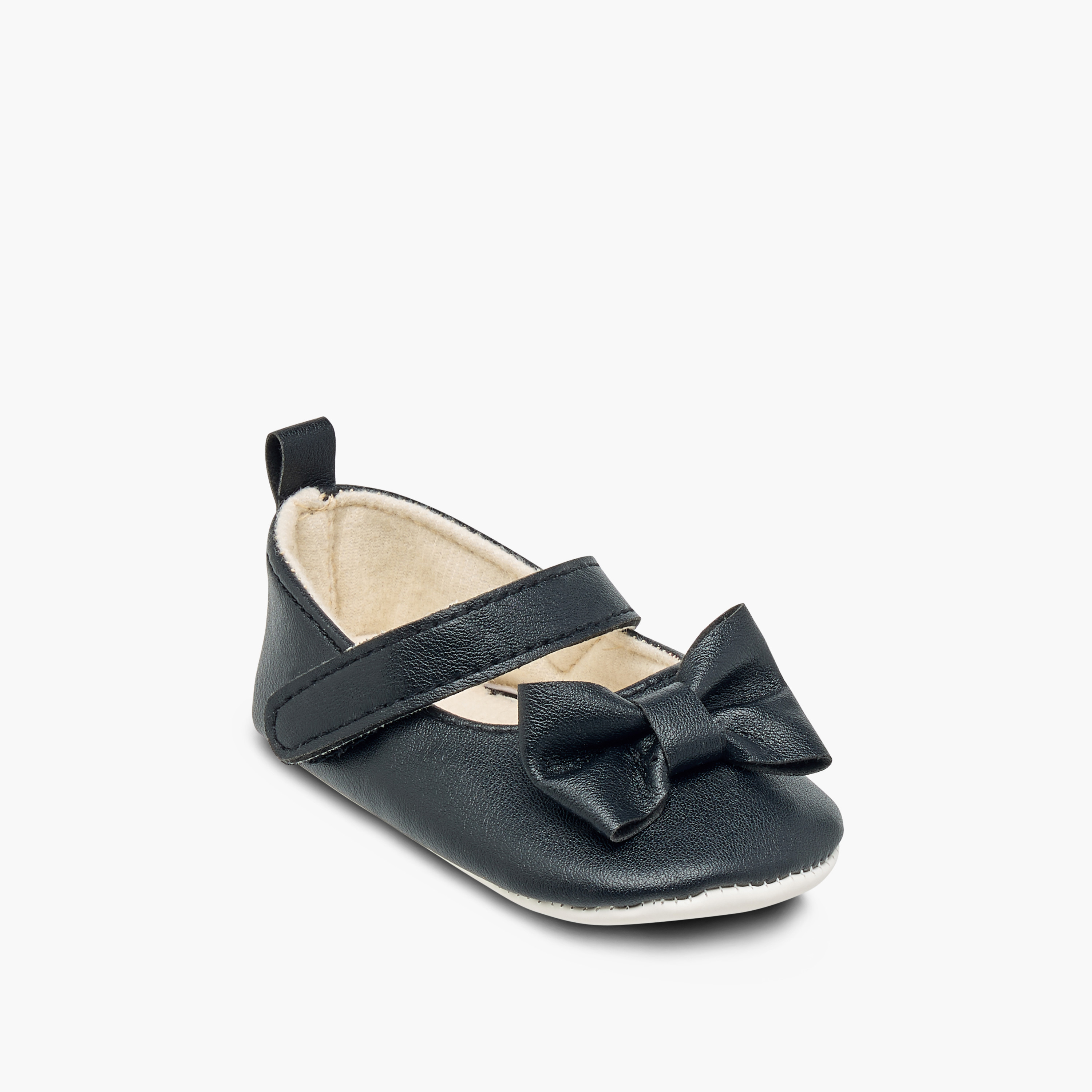 Juniors Bow Accent Booties with Hook and Loop Closure-baby-girls-shoes-closedshoes-image-2