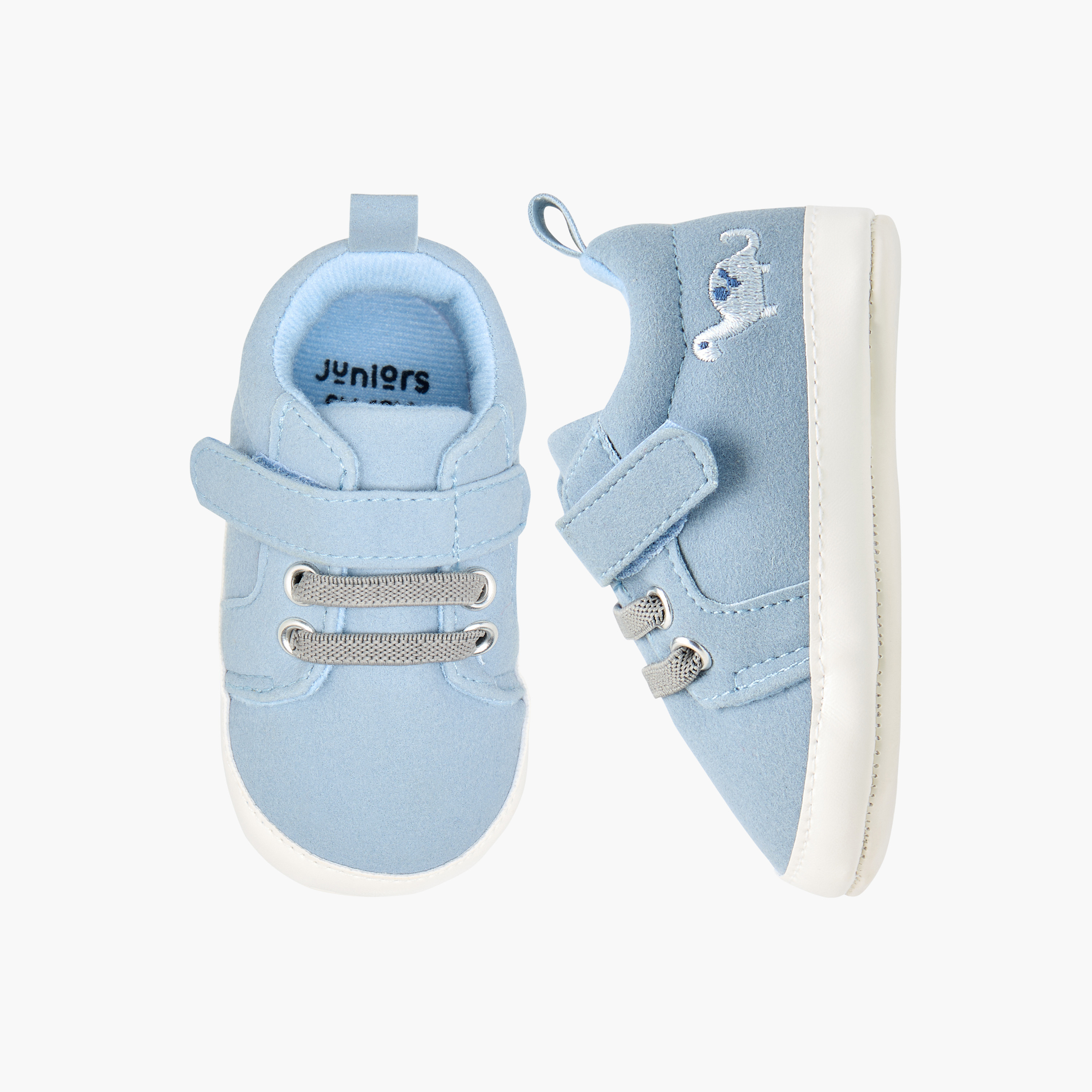 Juniors Dinosaur Embroidered Booties with Hook and Loop Closure-baby-boys-shoes-closedshoes-image-1