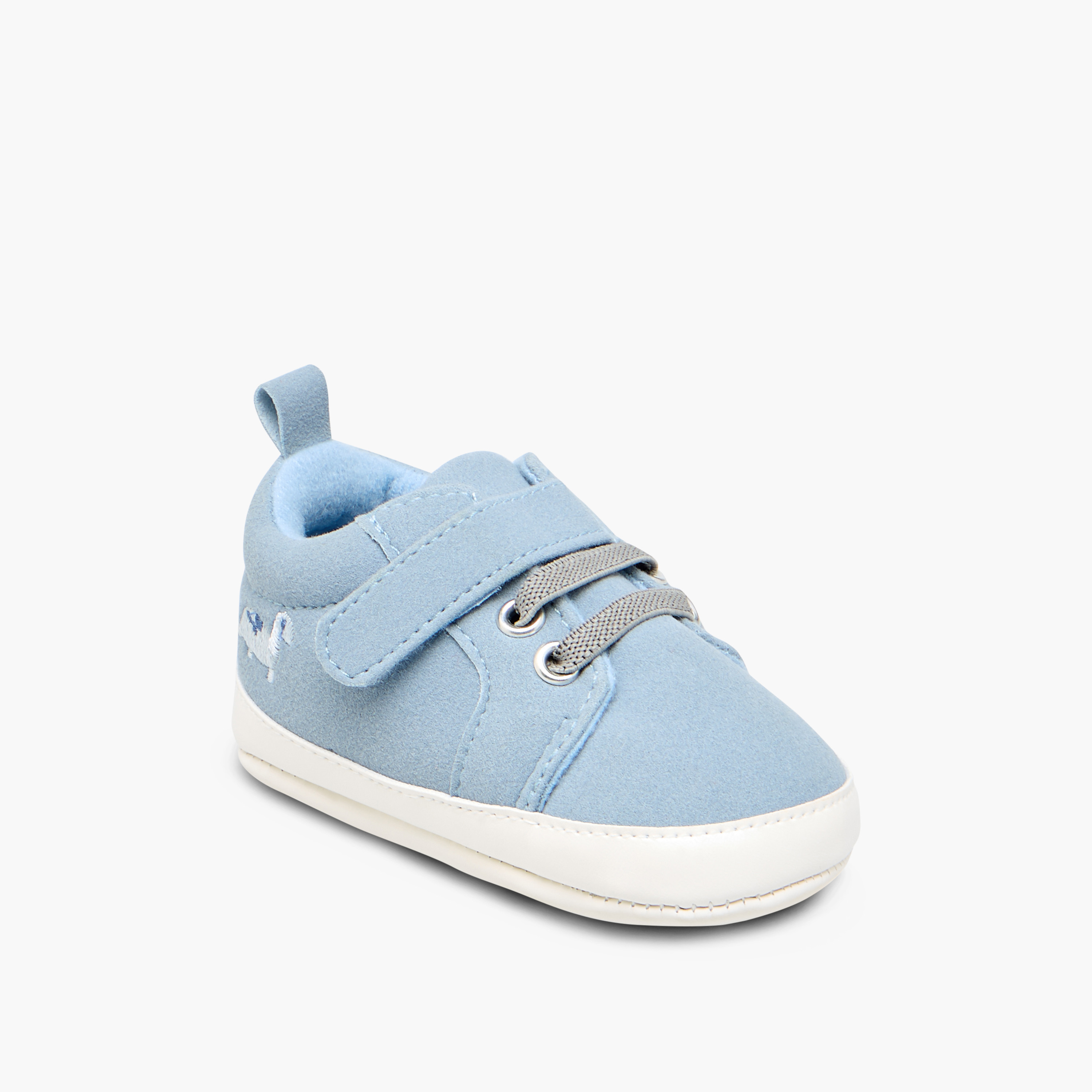 Juniors Dinosaur Embroidered Booties with Hook and Loop Closure-baby-boys-shoes-closedshoes-image-2