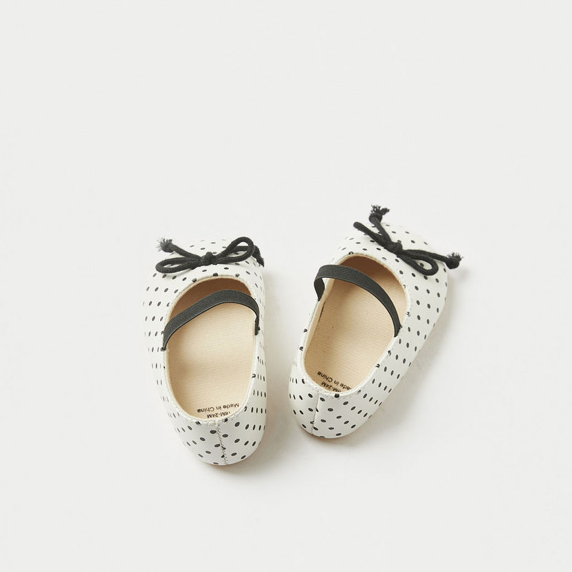 Juniors Polka Dot Print Booties with Bow and Elasticated Strap-Booties-image-0