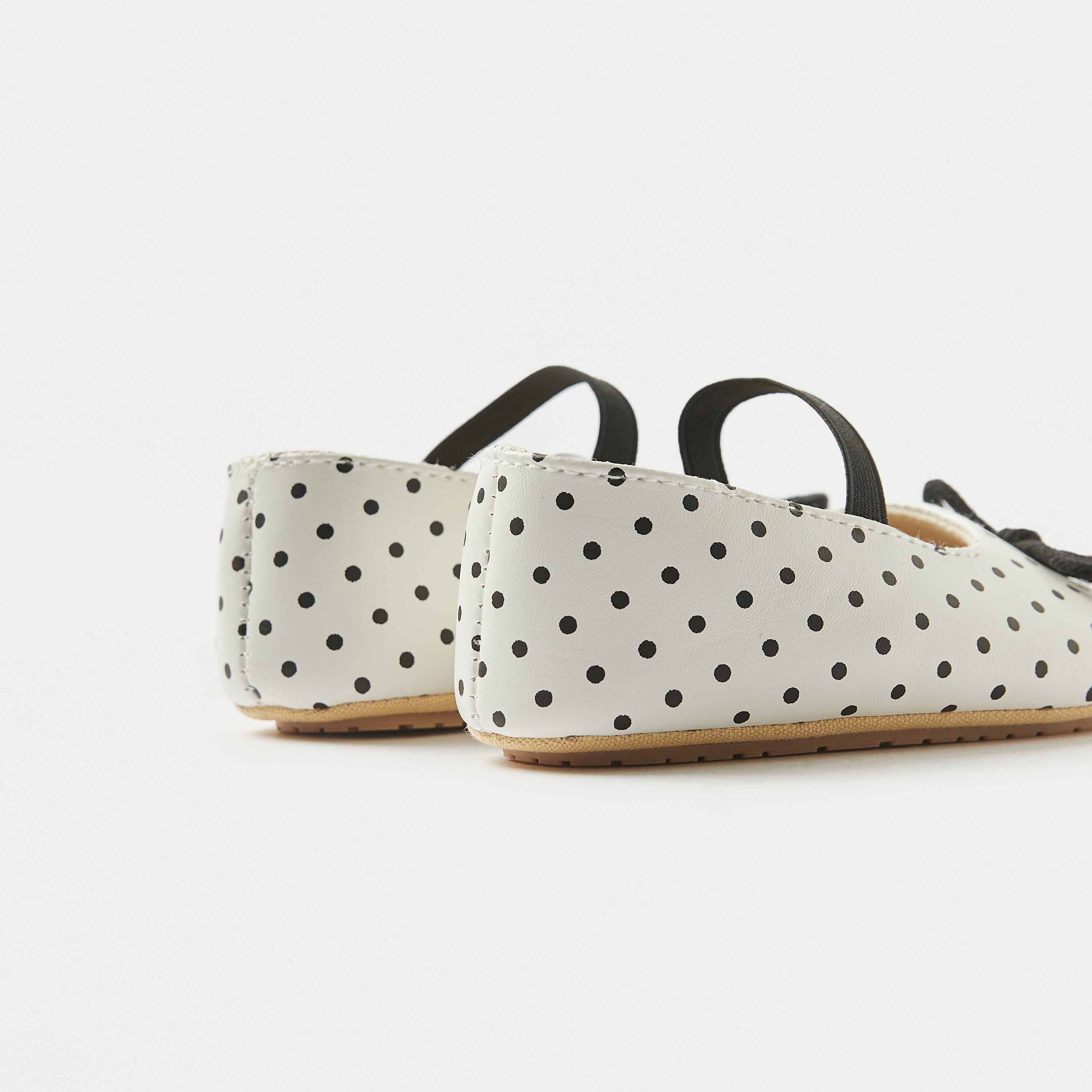 Juniors Polka Dot Print Booties with Bow and Elasticated Strap-baby-girls-shoes-booties-image-4