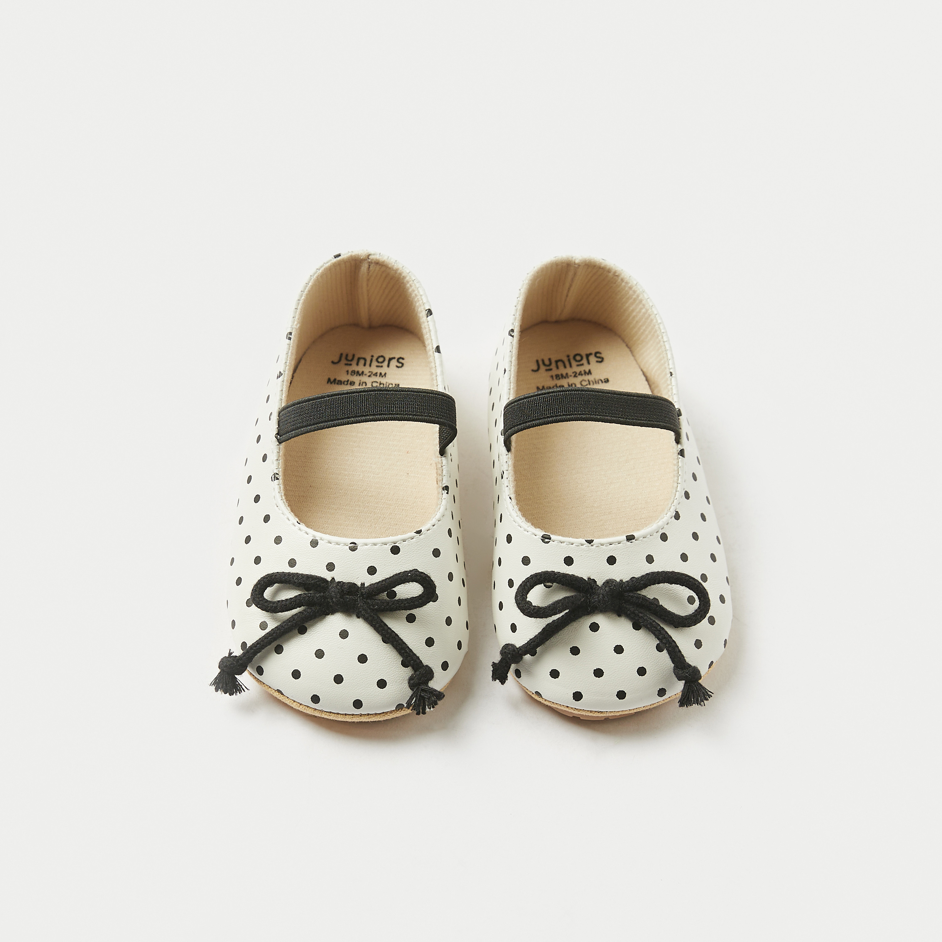 Juniors Polka Dot Print Booties with Bow and Elasticated Strap-baby-girls-shoes-booties-image-5