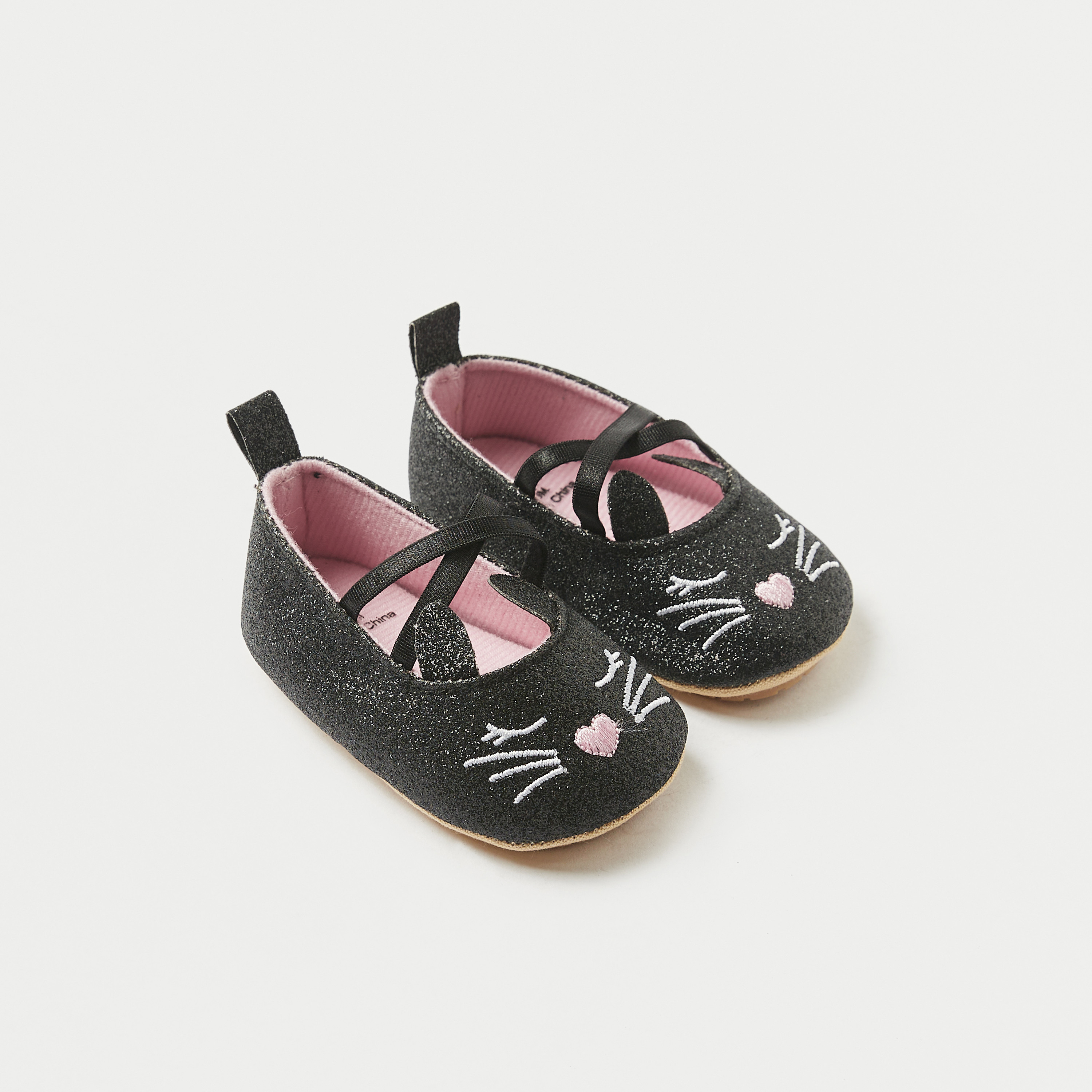Juniors Animal Face Embroidered Booties with Ear Applique-baby-girls-shoes-booties-image-2