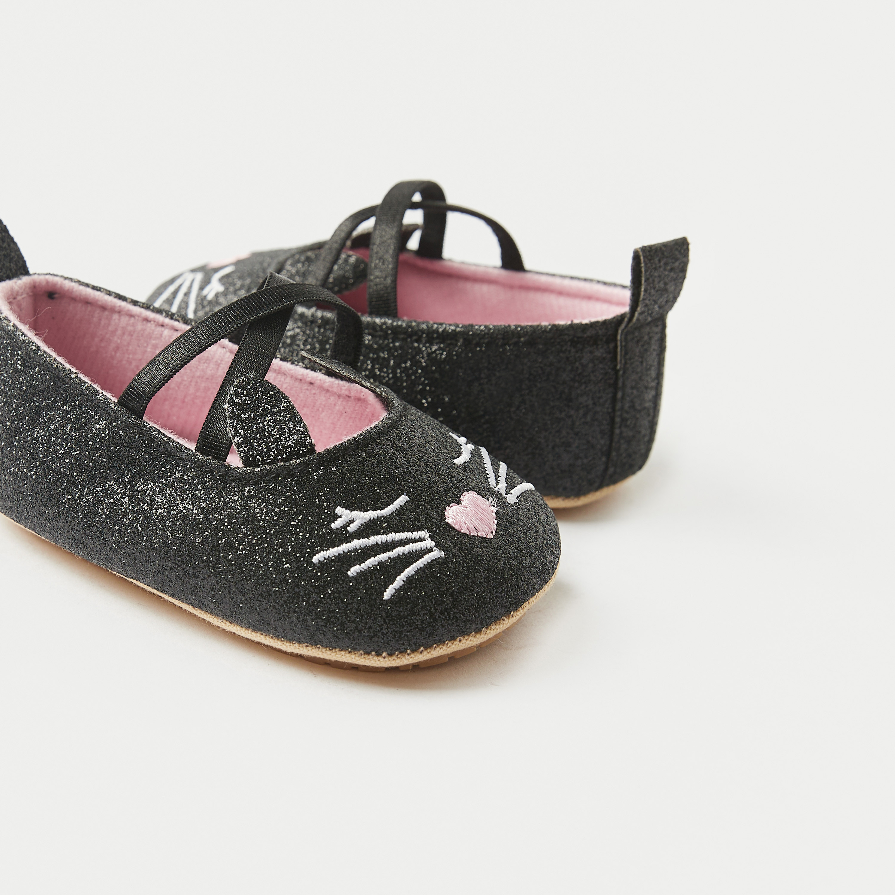 Juniors Animal Face Embroidered Booties with Ear Applique-baby-girls-shoes-booties-image-3